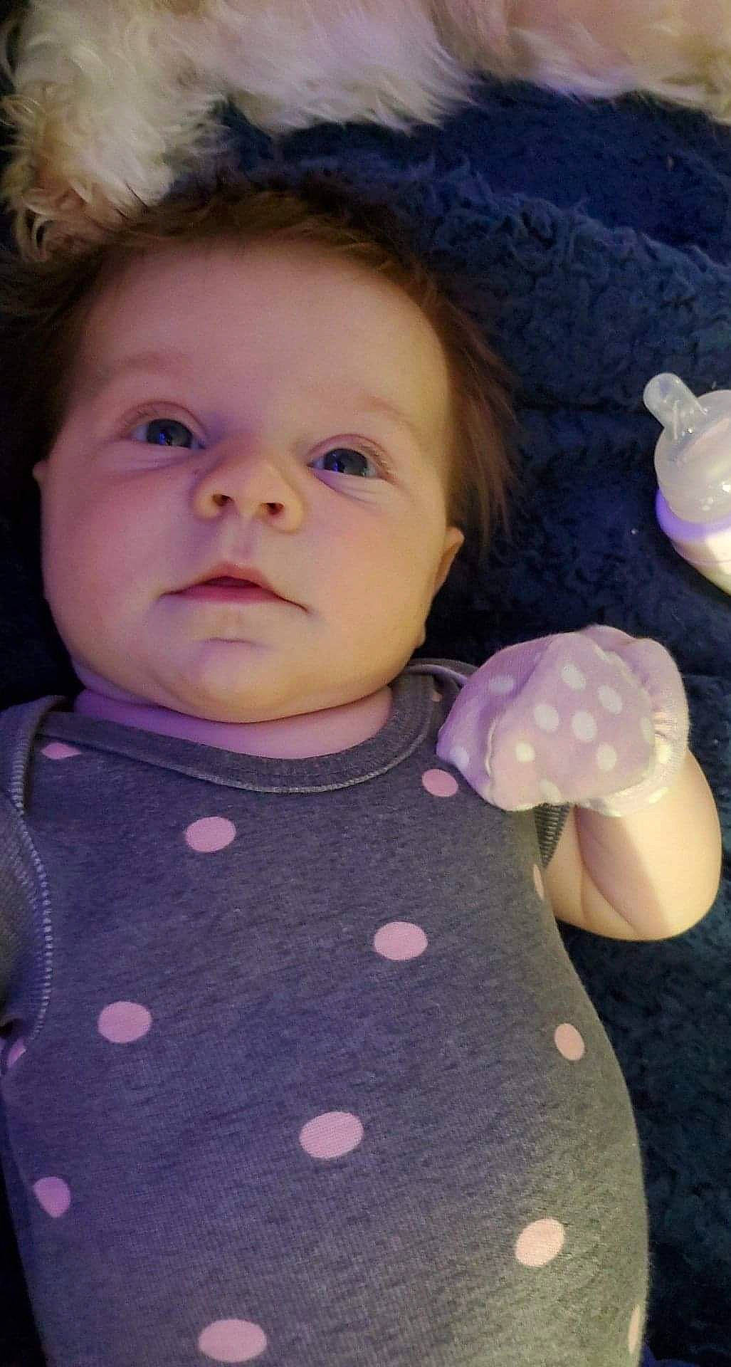 Cheyenne joined the competition — help win amazing prizes! baby, baby_toddler_clothing, cheek, child, chin, eye, eyelash, face, facial_expression, fun, gesture, happy, head, iris, lip, nose, person, pink, skin, sleeve