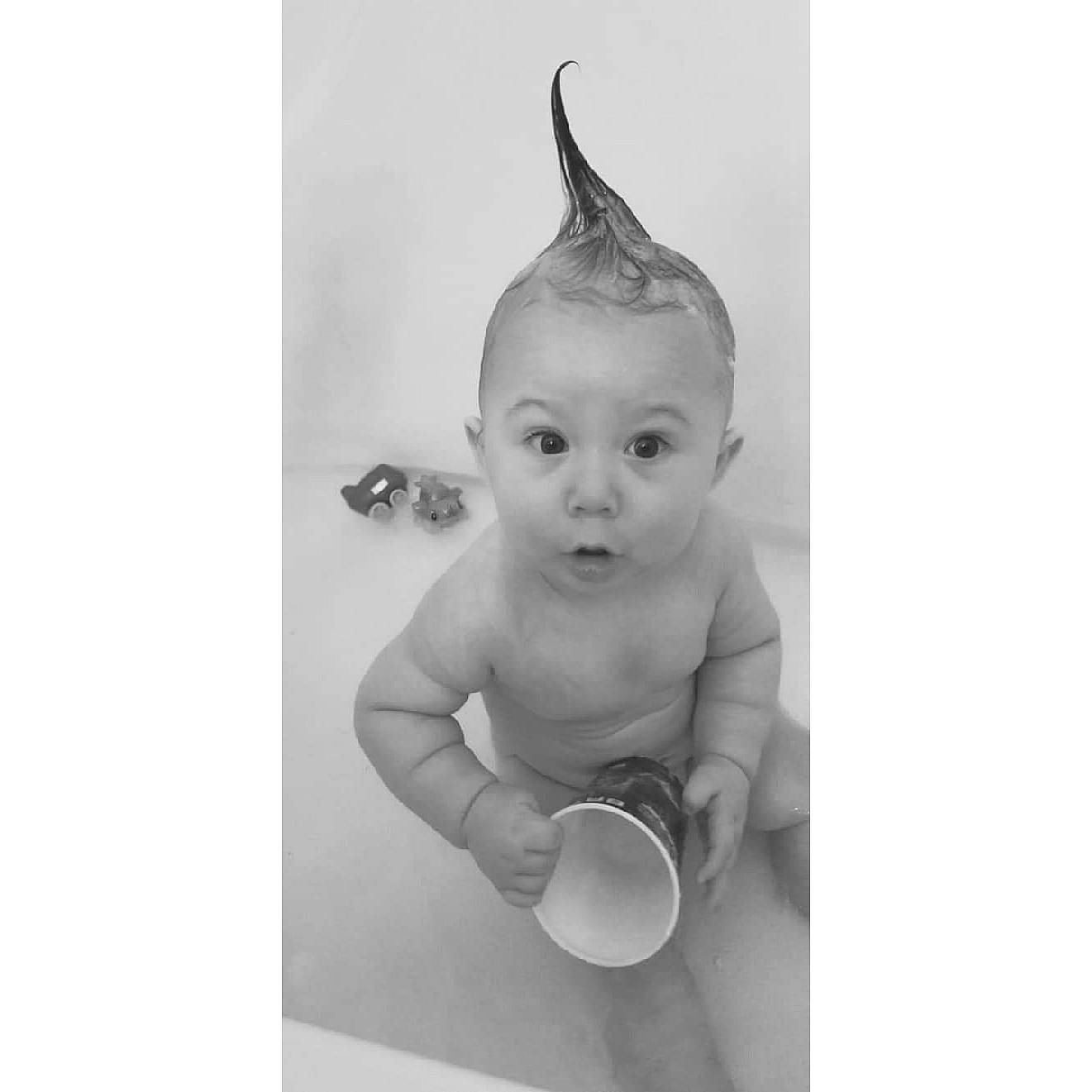 Tylin joined the competition — help win amazing prizes! baby, black_and_white, child, drawing, ear, head, monochrome, person, photograph, photography, portrait, portrait_photography, room, snapshot, stock_photography, style, surprise, toddler