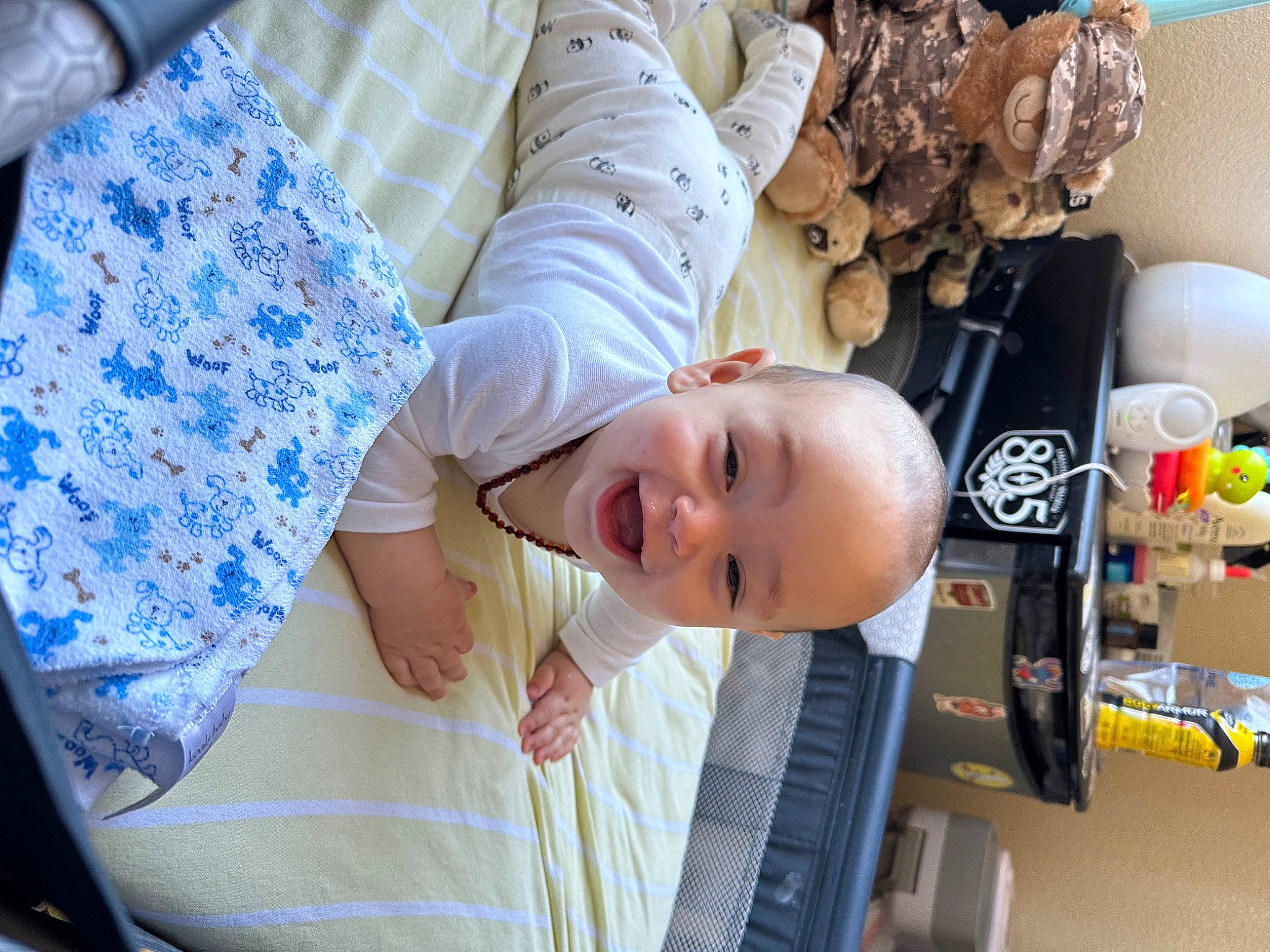 Jameson is registered to the contest to win money with this photo: baby, baby_products, chair, child, comfort, fun, happy, hat, leisure, person, room, sitting, smile, textile, toddler, vegetable, vehicle_door, wood