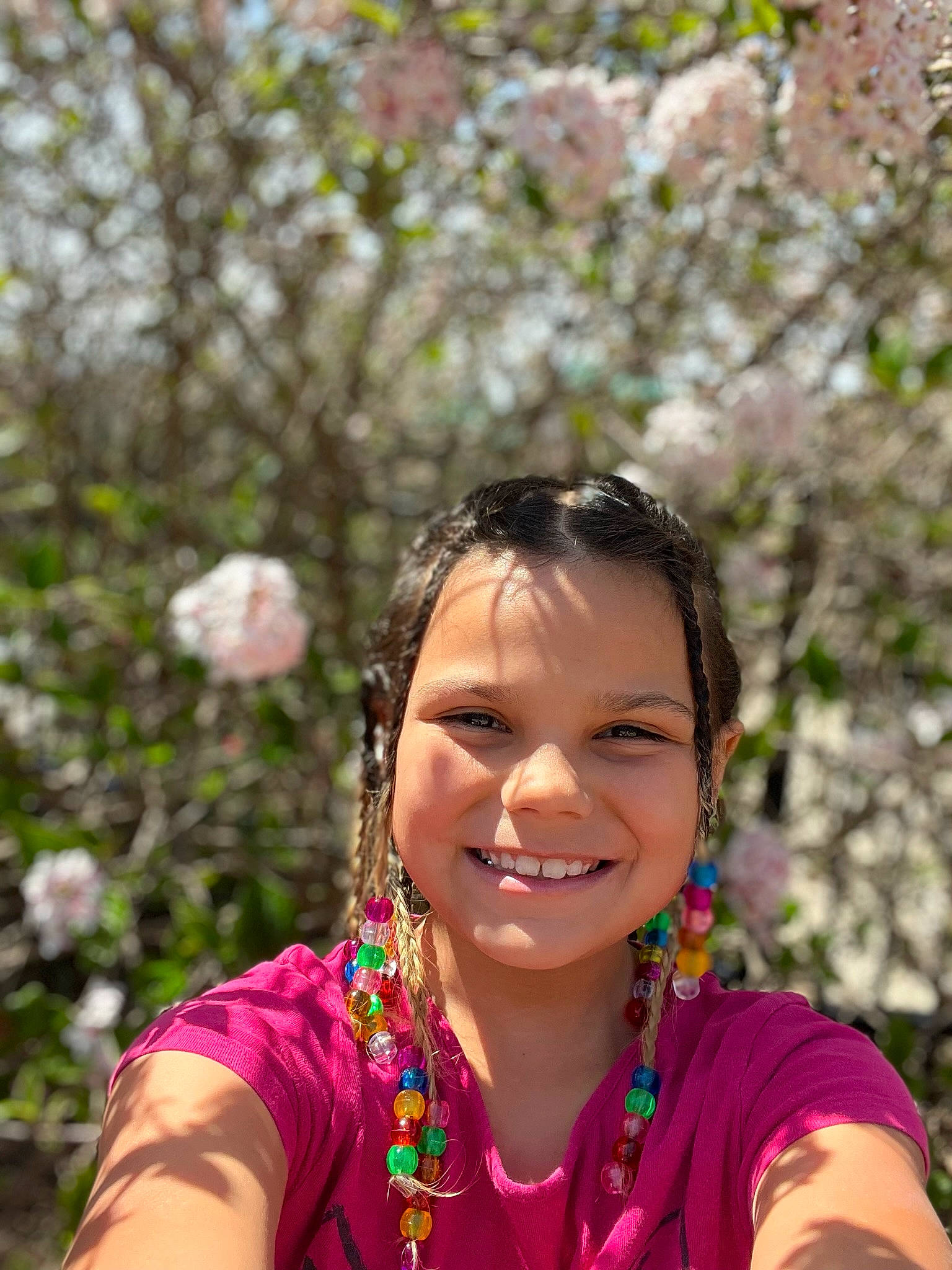 Alayna is registered to the contest to win money with this photo: adventure, blossom, botany, event, fun, grass, happy, jewellery, joy, leisure, magenta, necklace, people_in_nature, person, pink, plant, recreation, smile, spring, tradition