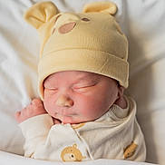 Wyatt joined the competition — help win amazing prizes! newborn, baby, sleeping, infant, portrait, close_up, face, peaceful, hat, bear_hat, bundled, blanket, bedding, white, cozy, indoors, nursery, cute, clothing, photography