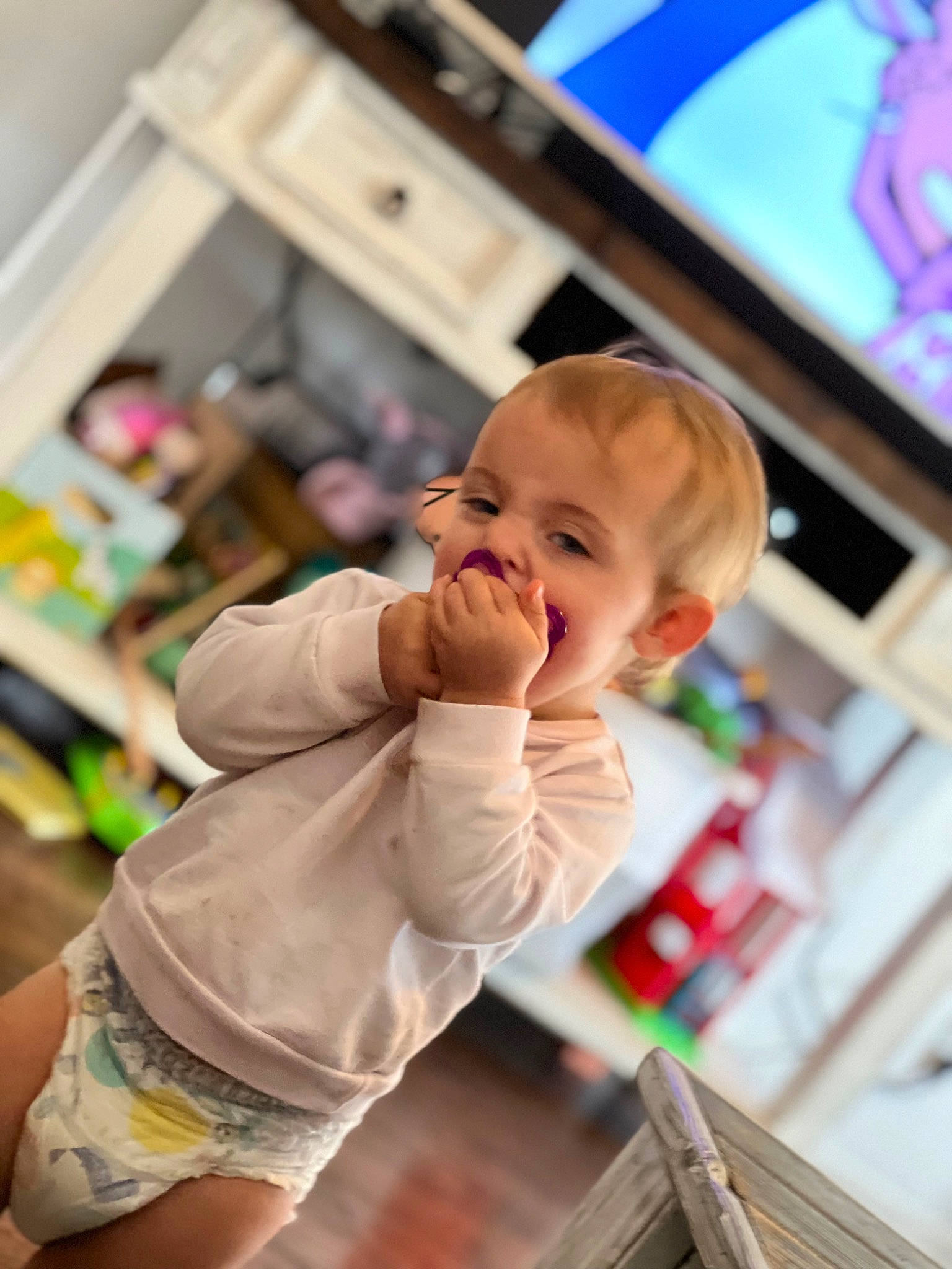 Raylain Vaness joined the competition — help win amazing prizes! baby, baby_products, baby_toddler_clothing, child, eye, floor, flooring, fun, hair, happy, hardwood, home_appliance, human_body, iris, person, room, skin, smile, television, toddler