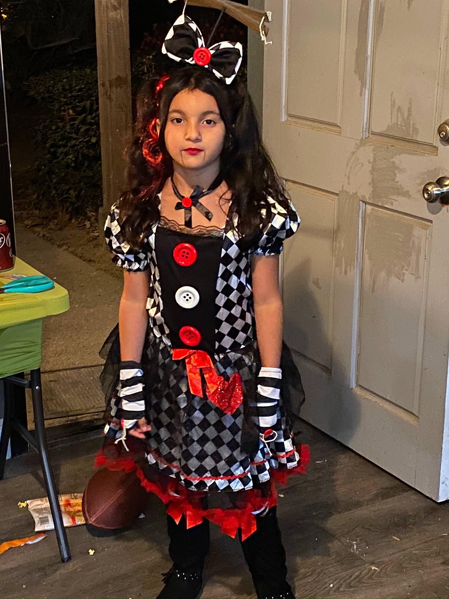 Joslyn joined the competition — help win amazing prizes! black_hair, boot, clothing, costume, costume_accessory, costume_design, day_dress, door_handle, dress, embellishment, fashion, fashion_design, hair_accessory, headpiece, makeover, one_piece_garment, pattern, person, polka_dot, stool