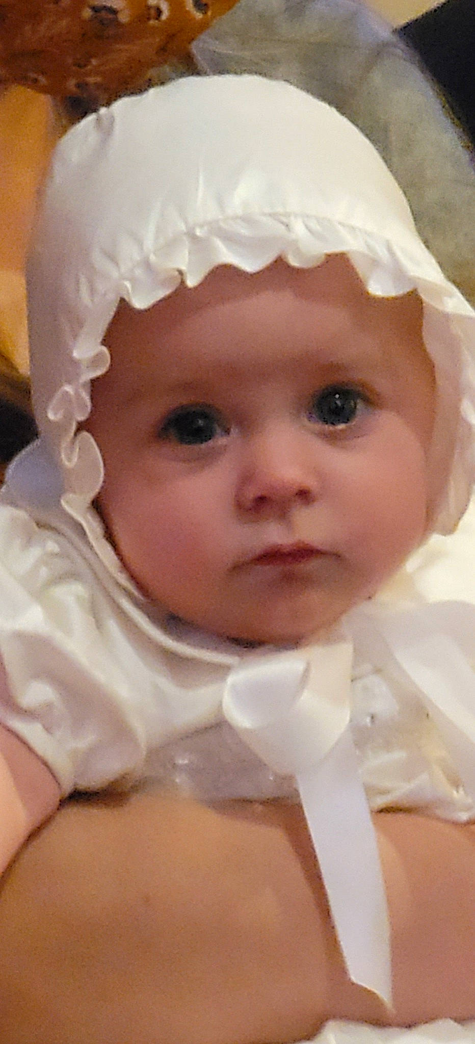 Sera is registered to the contest to win money with this photo: baby, baby_toddler_clothing, cheek, child, chin, eye, eyebrow, eyelash, facial_expression, happy, head, headgear, headwear, iris, lip, mouth, nose, person, pink, skin