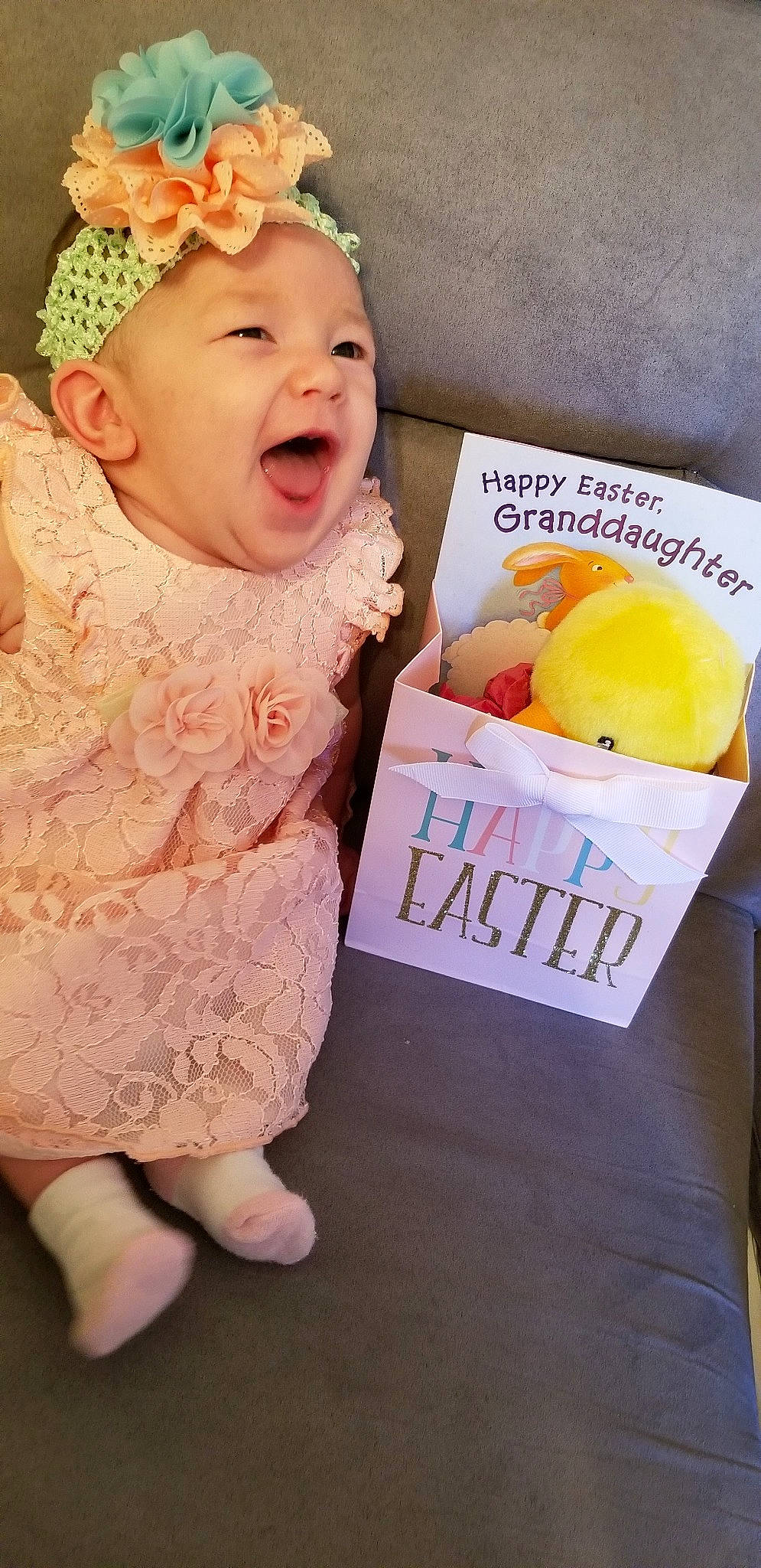 Addison joined the competition — help win amazing prizes! baby, child, headwear, person, photo_caption, room, smile, toddler, yellow