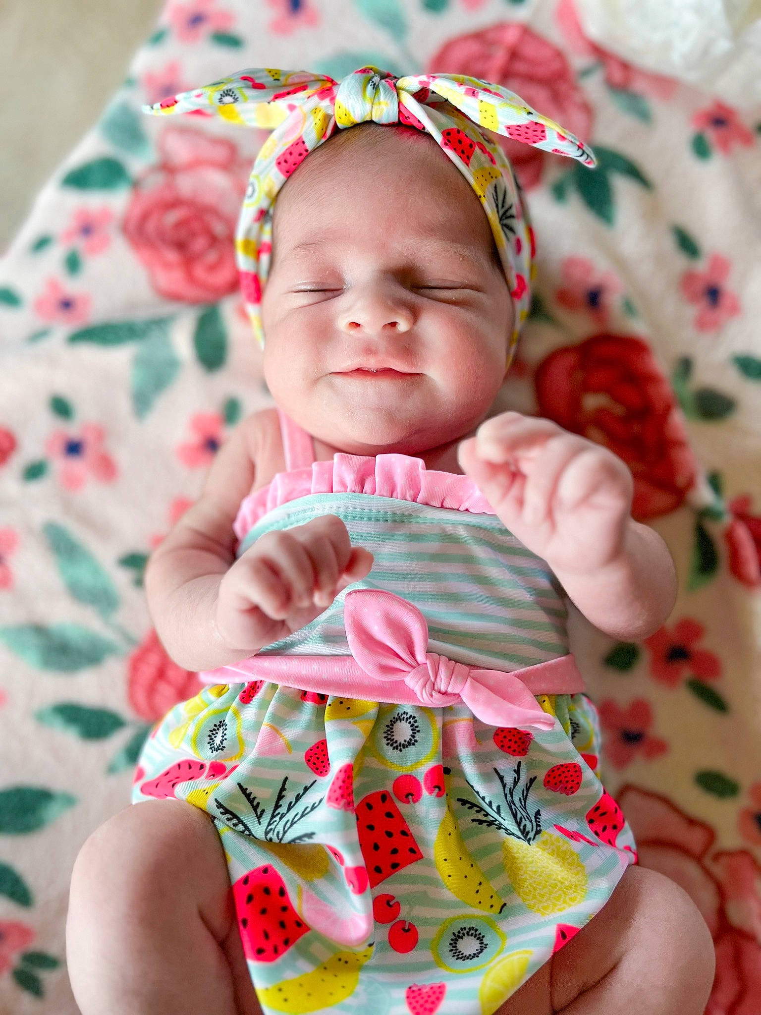 Paityn joined the competition — help win amazing prizes! baby, baby_toddler_clothing, cheek, child, dress, eye, face, hand, happy, head, leaf, linens, pattern, person, pink, product, skin, sleeve, textile, toddler