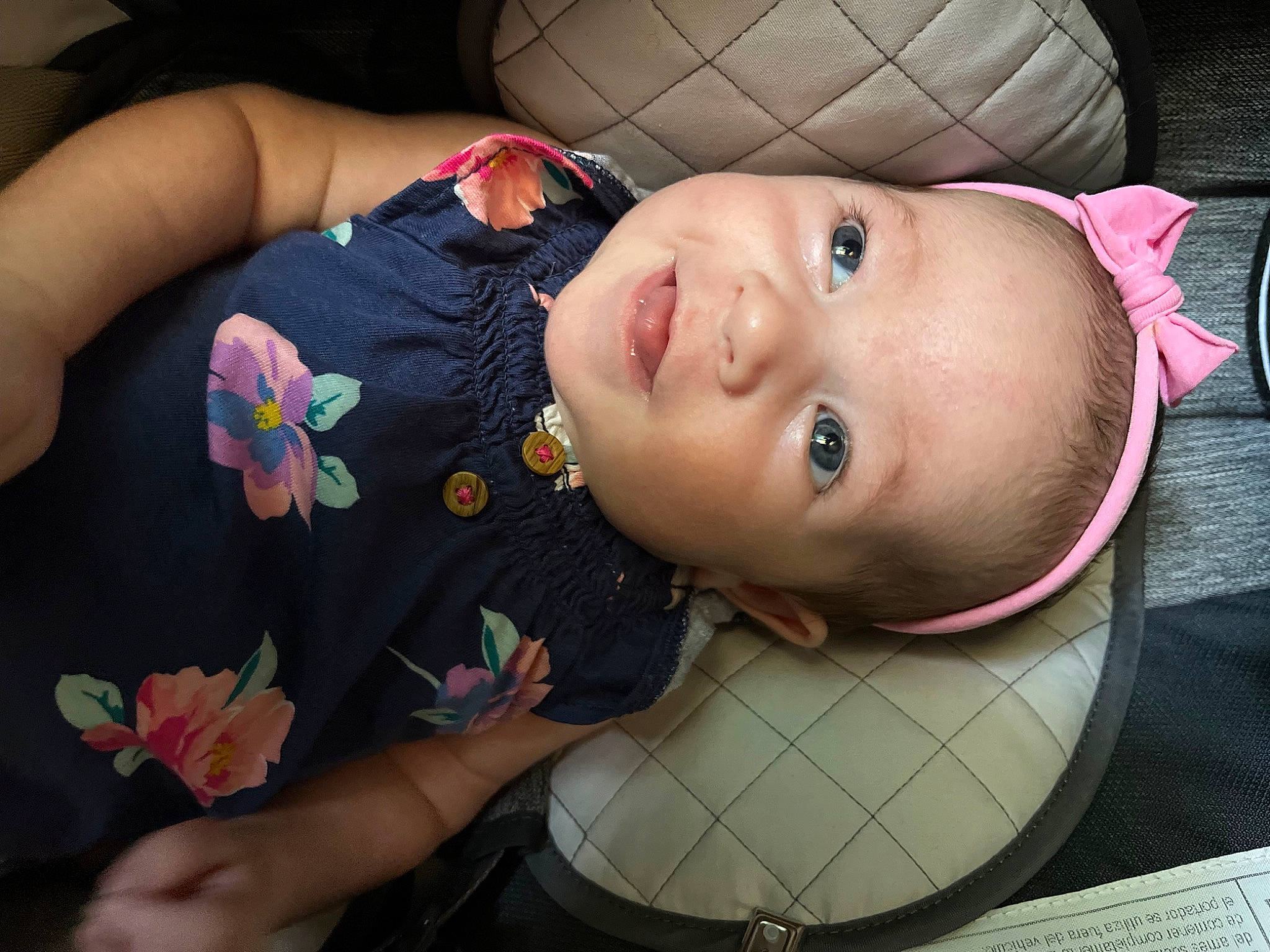 Paityn is registered to the contest to win money with this photo: baby, baby_toddler_clothing, cheek, child, elbow, eyelash, flash_photography, fun, happy, hat, iris, lip, mouth, neck, nose, pattern, person, plaid, skin, smile