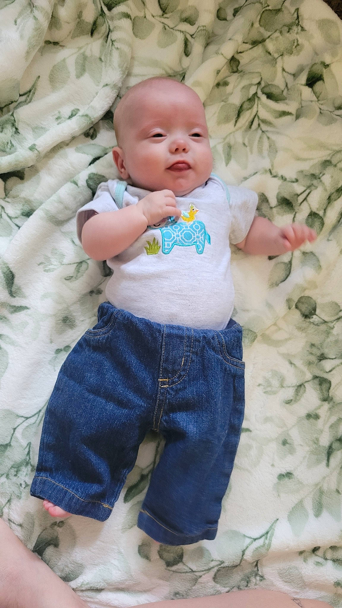 Dax joined the competition — help win amazing prizes! baby, baby_products, baby_toddler_clothing, cheek, child, denim, fun, happy, linens, pattern, people_in_nature, person, pink, portrait_photography, sitting, skin, sleeve, stomach, t_shirt, textile