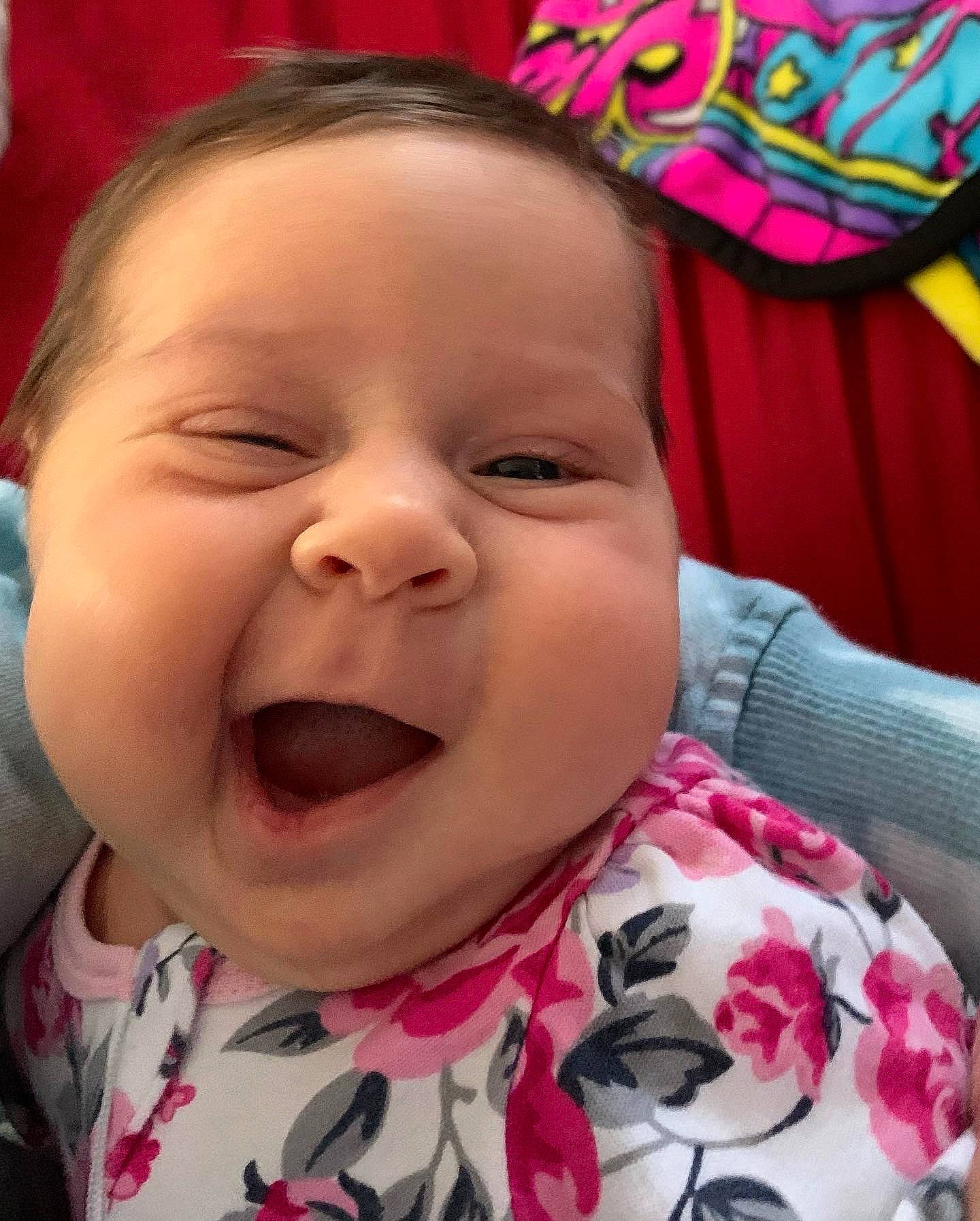 Freyja joined the competition — help win amazing prizes! baby, baby_laughing, baby_toddler_clothing, cheek, eye, eyebrow, eyelash, facial_expression, forehead, fun, gesture, happy, iris, lip, mouth, nose, person, pink, skin, smile