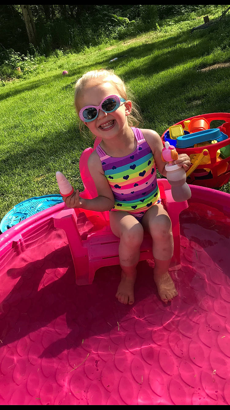 Sanza joined the competition — help win amazing prizes! car, fun, joy, leisure, magenta, person, pink, play, summer, sunglasses, toddler, vacation, vehicle