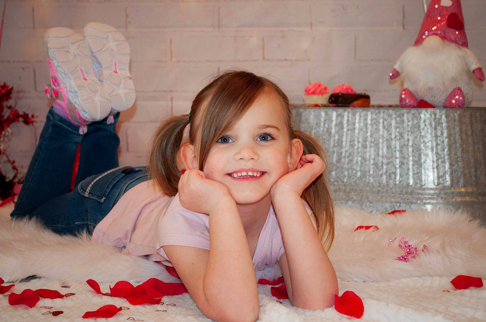 Lilian joined the competition — help win amazing prizes! arm, child, dress, face, finger, flooring, fun, happy, joy, mammal, pattern, person, pink, red, room, skin, smile, textile, thigh, toddler