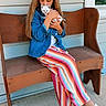 Nala joined the competition — help win amazing prizes! affection, bench, casual_clothing, cat, child, concrete_floor, denim_jacket, girl, hugging, kissing, kitten, long_hair, outdoor, pet, porch, striped_pants, summer_shoes, tender_moment, white_kitten, wooden_bench