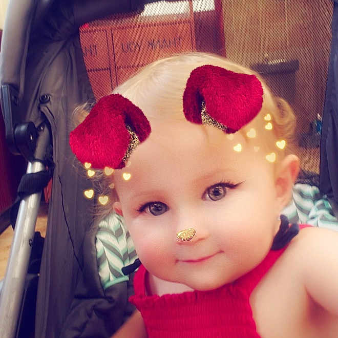 Khloey is registered to the contest to win money with this photo: baby, baby_products, cheek, child, cool, doll, ear, eye, face, forehead, head, headgear, lip, nose, pink, product, red, skin, toddler, toy