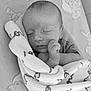 Elick joined the competition — help win amazing prizes! baby, newborn, sleeping, blanket, crib, infant, peaceful, cozy, wrapped, soft, cute, child, portrait, monochrome, black_and_white, hand, face, head, rest, comfort
