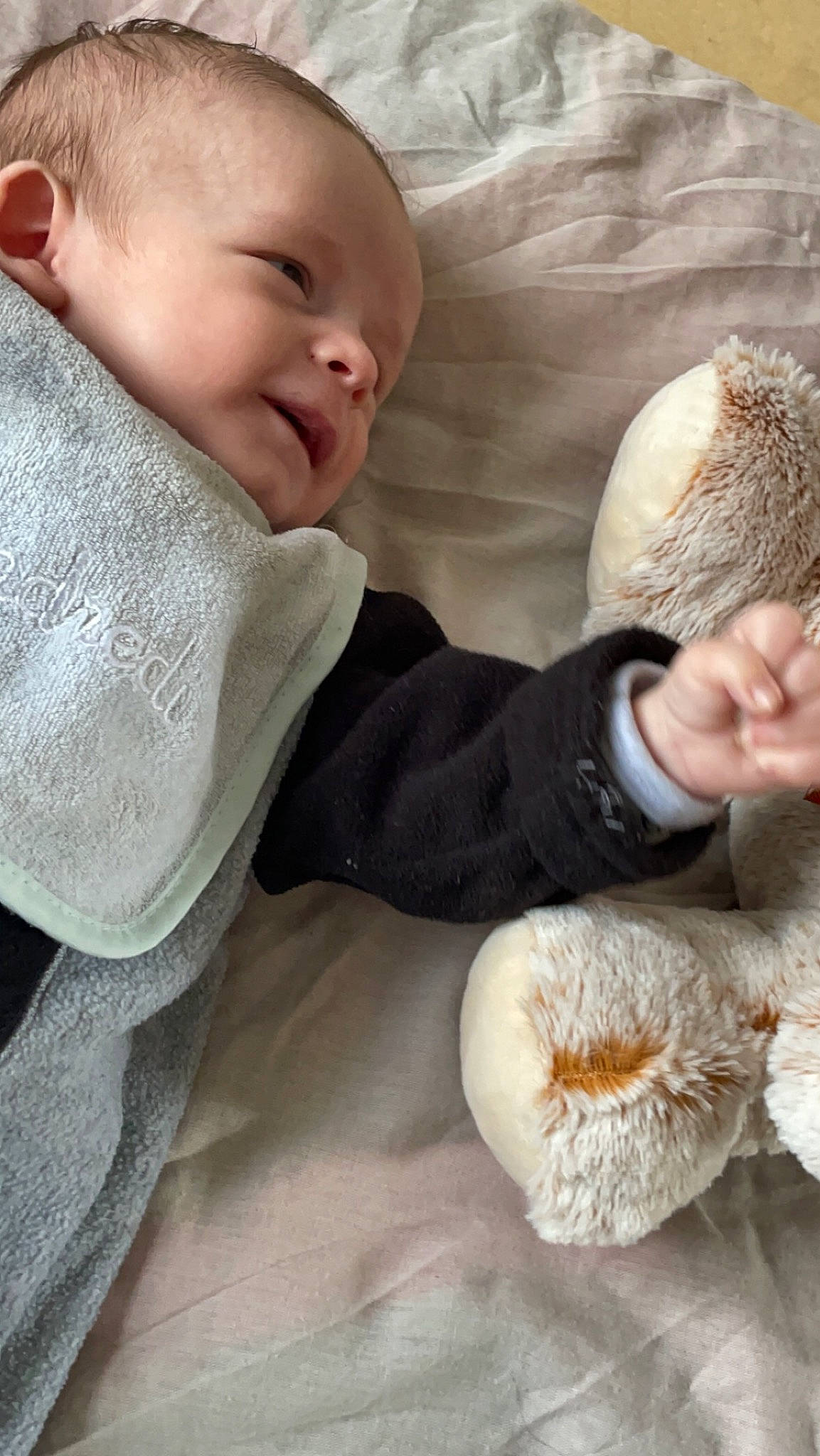 Maël participe au concours pour gagner de l'argent avec cette photo : baby, baby_toddler_clothing, child, comfort, fungus, fur, happy, ingredient, linens, local_food, mammal, mushroom, natural_foods, person, produce, sleeve, textile, toddler, vegetable, vertebrate