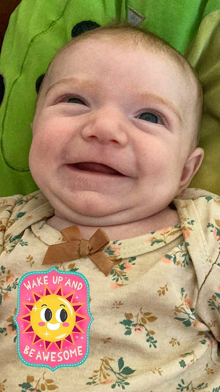 Colleen joined the competition — help win amazing prizes! baby, baby_toddler_clothing, cheek, child, chin, clothing, facial_expression, grass, green, happy, iris, joy, lip, nose, organ, person, pink, skin, sleeve, smile