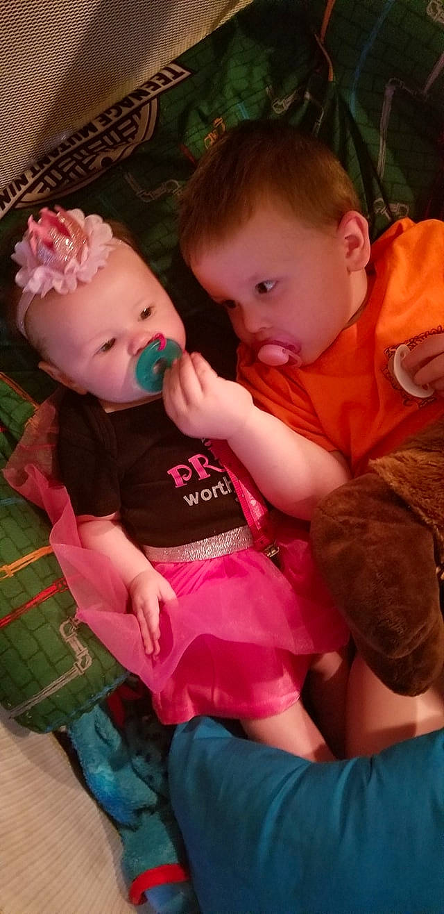 Emily Rose is registered to the contest to win money with this photo: baby, baby_products, cheek, child, daughter, eye, iris, nose, person, pink, play, product, sibling, skin, toddler