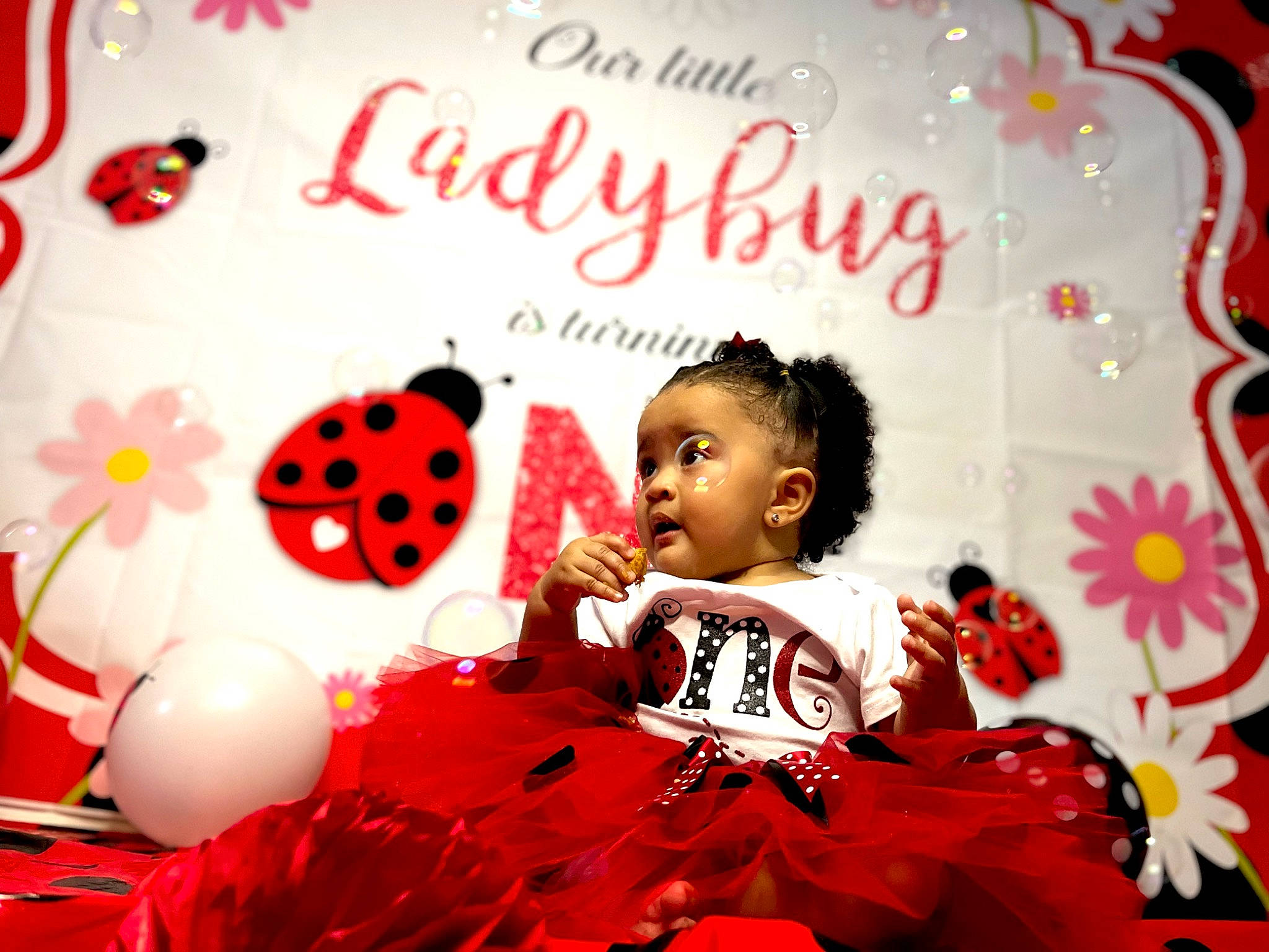 Novaleigh is registered to the contest to win money with this photo: baby_toddler_clothing, beauty, black, carmine, child, christmas_ornament, design, event, facial_expression, font, fun, happy, holiday, person, petal, photograph, pink, red, snapshot, toddler