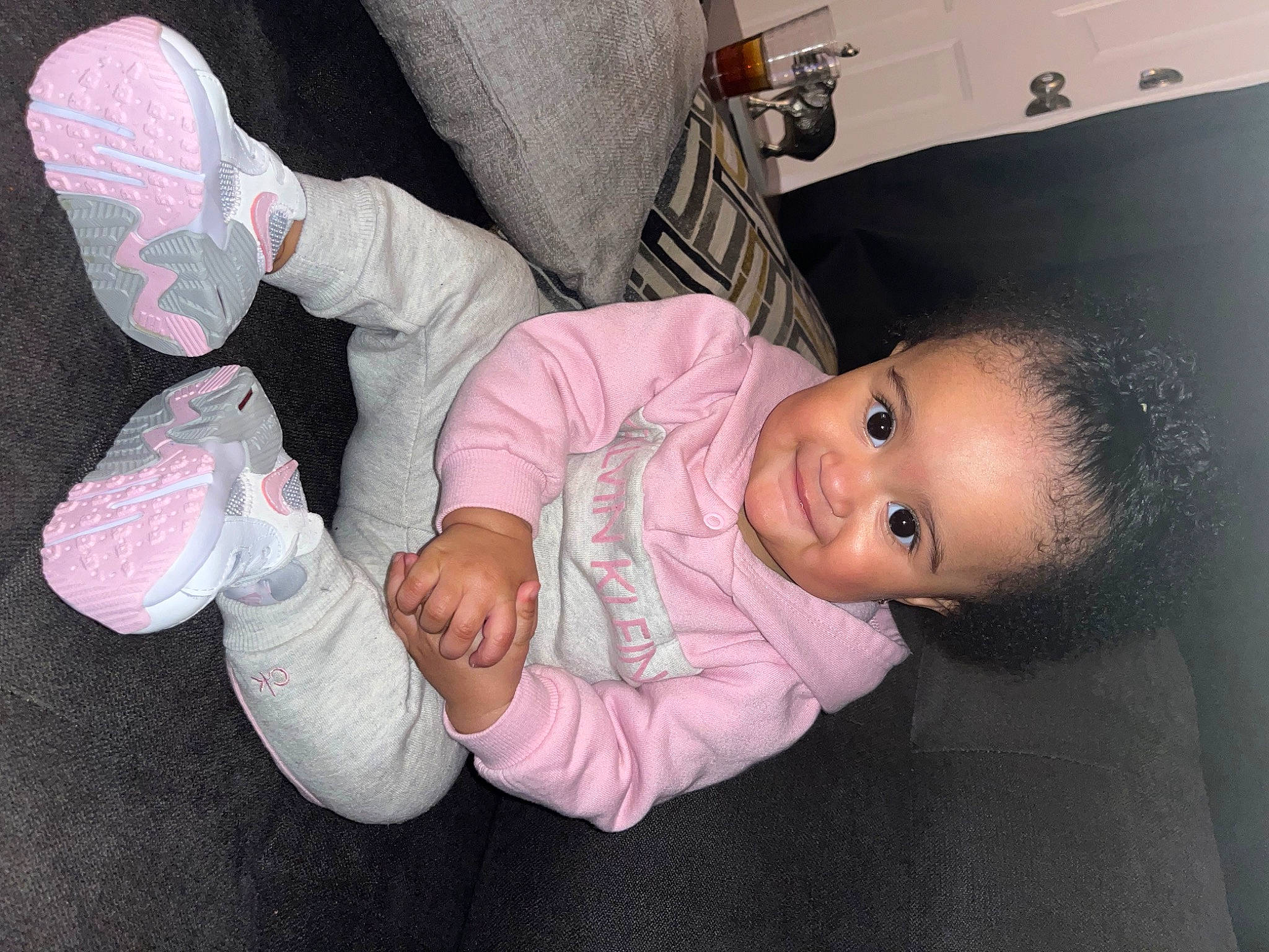 Novaleigh joined the competition — help win amazing prizes! baby, baby_products, baby_toddler_clothing, cheek, comfort, finger, foot, fun, gesture, headgear, joy, mammal, mouth, nose, person, pink, skin, sleeve, sock, textile