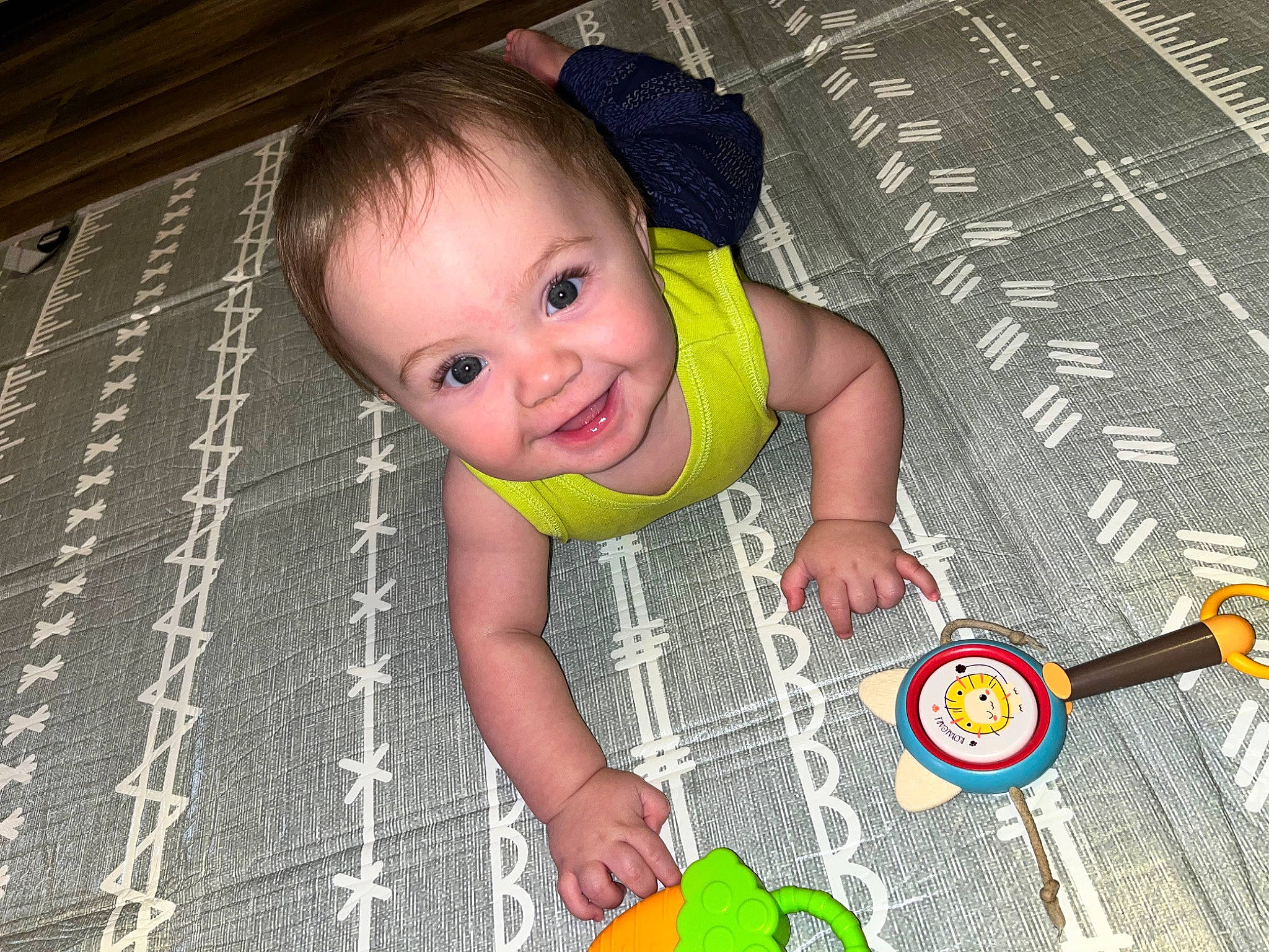 Jasper joined the competition — help win amazing prizes! baby, baby_products, baby_toddler_clothing, baby_toys, child, circle, crawling, floor, flooring, font, fun, grass, happy, pattern, person, play, product, smile, toddler, toy