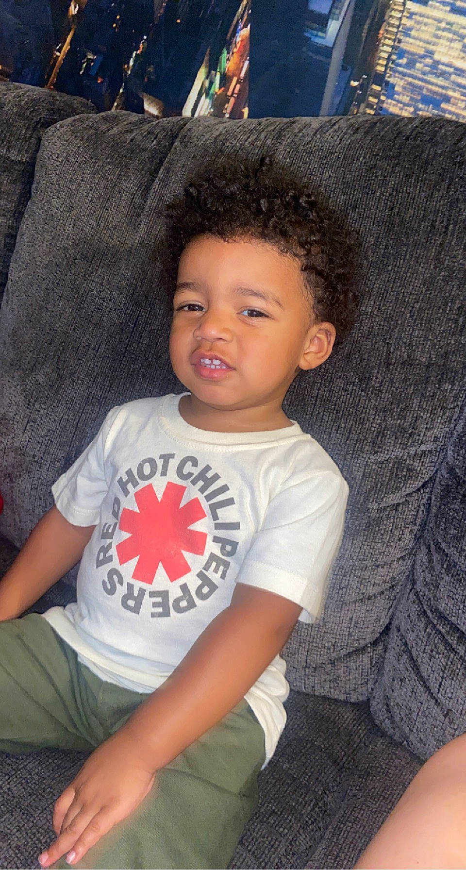 Kai joined the competition — help win amazing prizes! baby_toddler_clothing, cheek, child, chin, comfort, elbow, electric_blue, eye, forehead, fun, happy, leisure, neck, person, sitting, skin, sleeve, smile, t_shirt, toddler