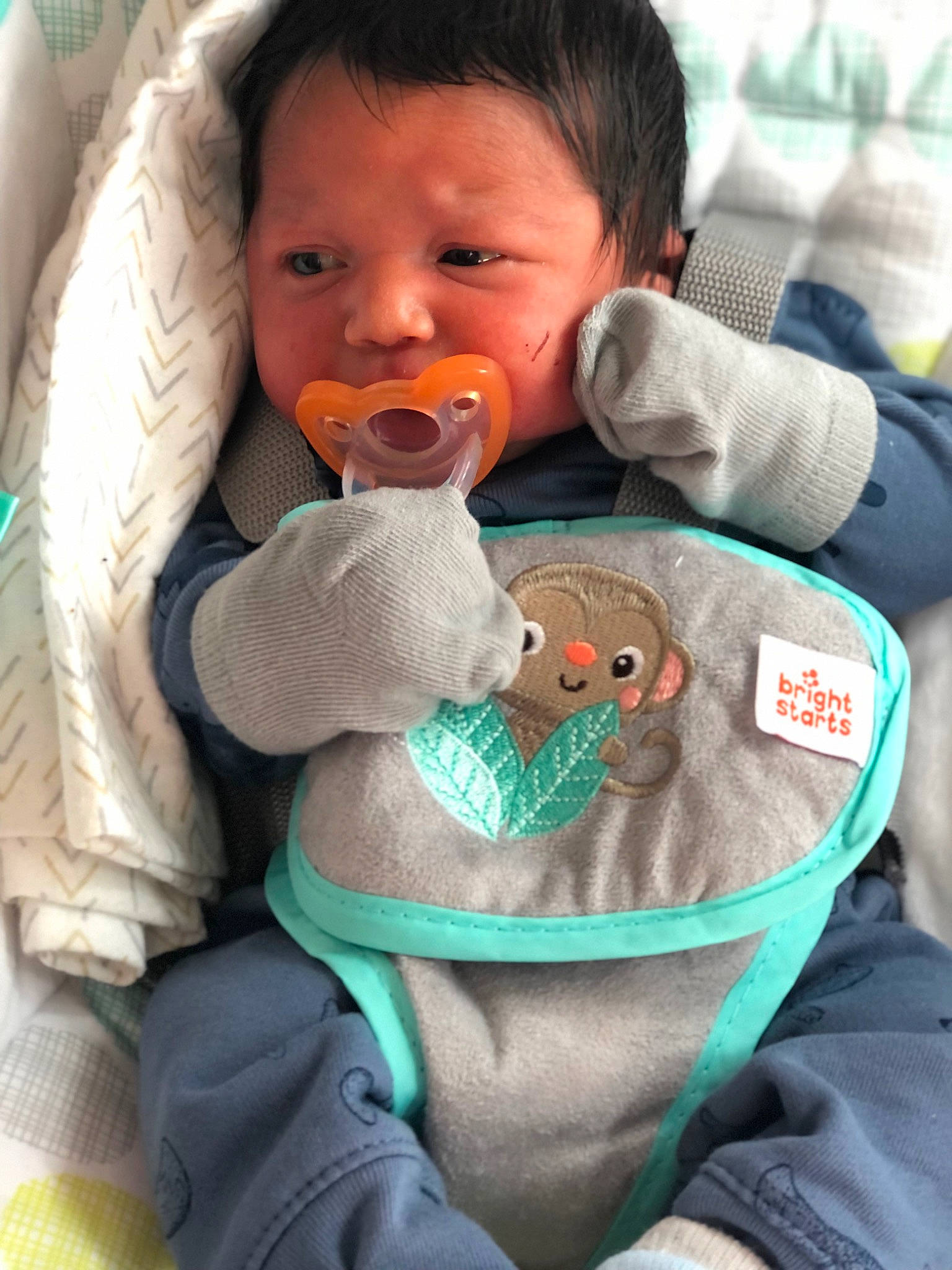 Kyaire joined the competition — help win amazing prizes! baby, baby_products, baby_sleeping, baby_toddler_clothing, bib, cheek, child, comfort, happy, linens, mammal, mouth, neck, person, room, sitting, skin, sleeve, textile, toddler