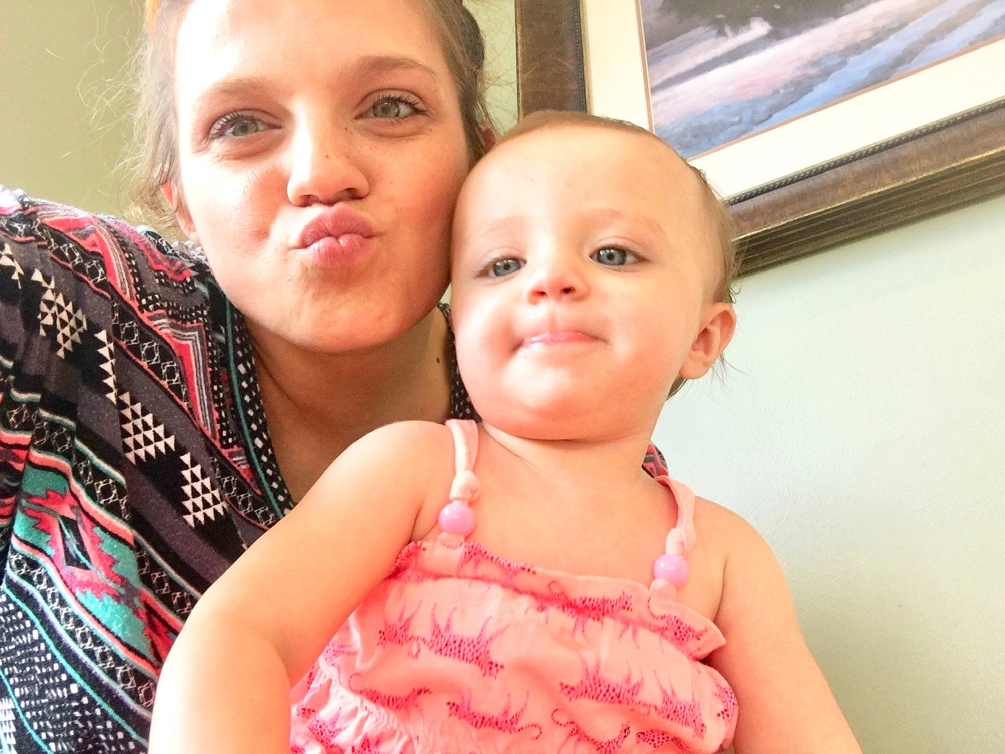 Oliviah is registered to the contest to win money with this photo: baby, beauty, cheek, child, eye, face, facial_expression, fun, happy, head, iris, mother, nose, people, person, pink, skin, smile, summer, toddler