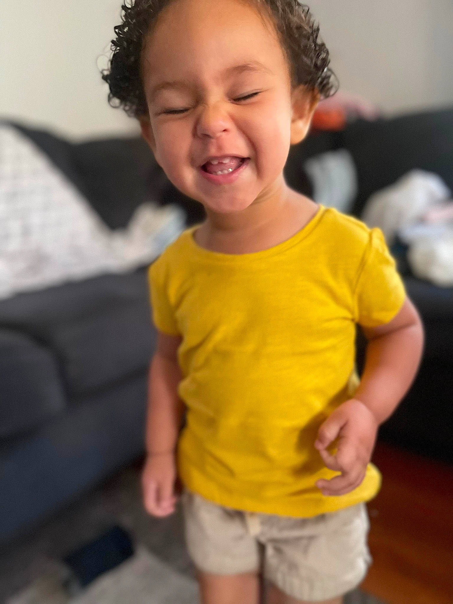 Aubrielle is registered to the contest to win money with this photo: cheek, child, chin, eye, face, flash_photography, fun, gesture, hairstyle, happy, head, iris, joy, lip, nose, person, shorts, skin, sleeve, smile