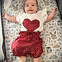 Alba participe au concours pour gagner de l'argent avec cette photo : baby, infant, crib, pattern, heart, red_clothing, polka_dot, smiling, cute, child, sleepwear, soft_toys, animal_pattern, happy, lying_down, socks, white_shirt, baby_clothes, adorable, nursery