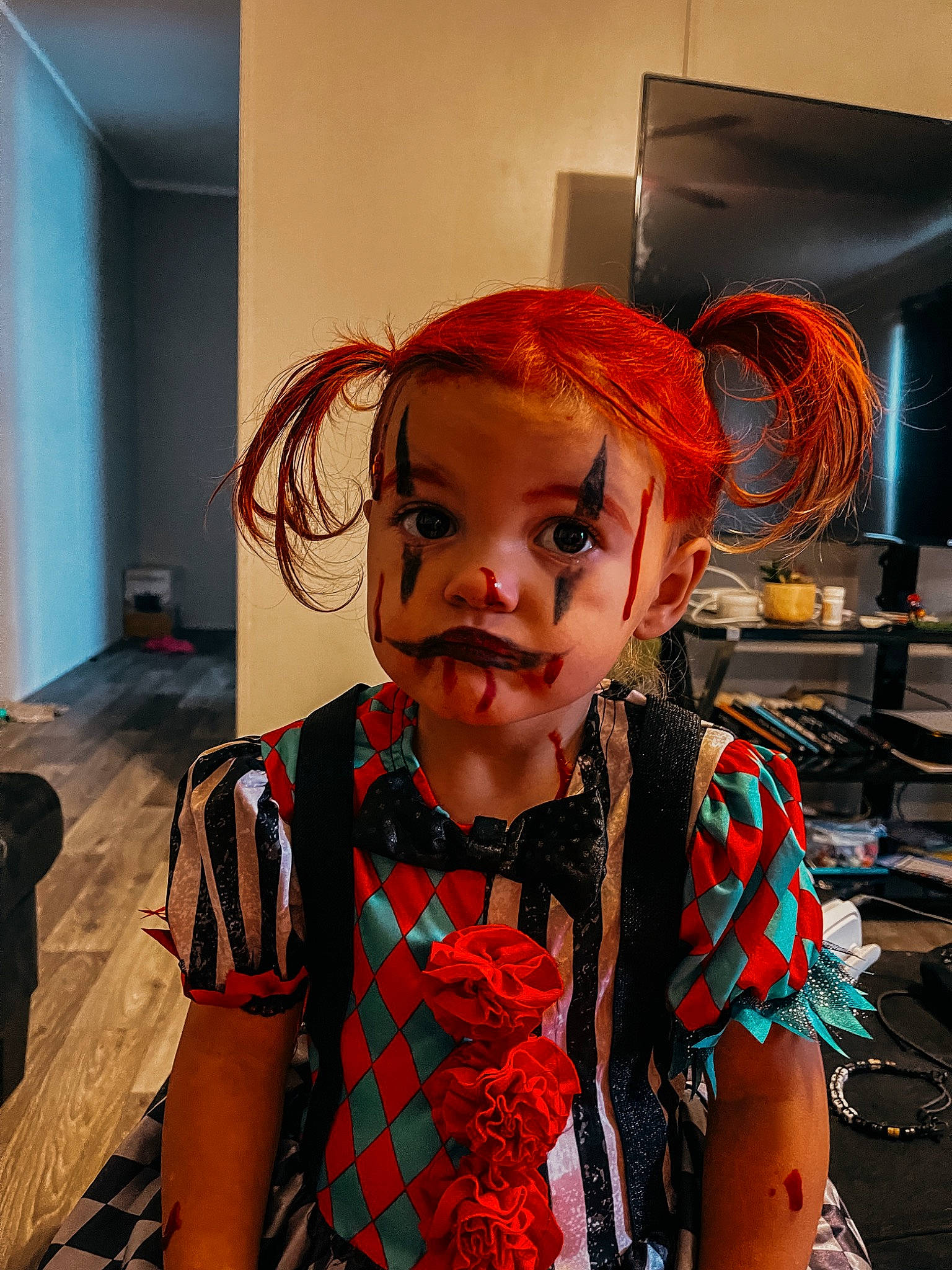 Novalyn is registered to the contest to win money with this photo: child, computer_monitor, costume, event, eyewear, fashion_accessory, fashion_design, flesh, fun, hair_coloring, happy, hat, headpiece, jewellery, luggage_and_bags, pattern, person, personal_protective_equipment, toddler, tradition