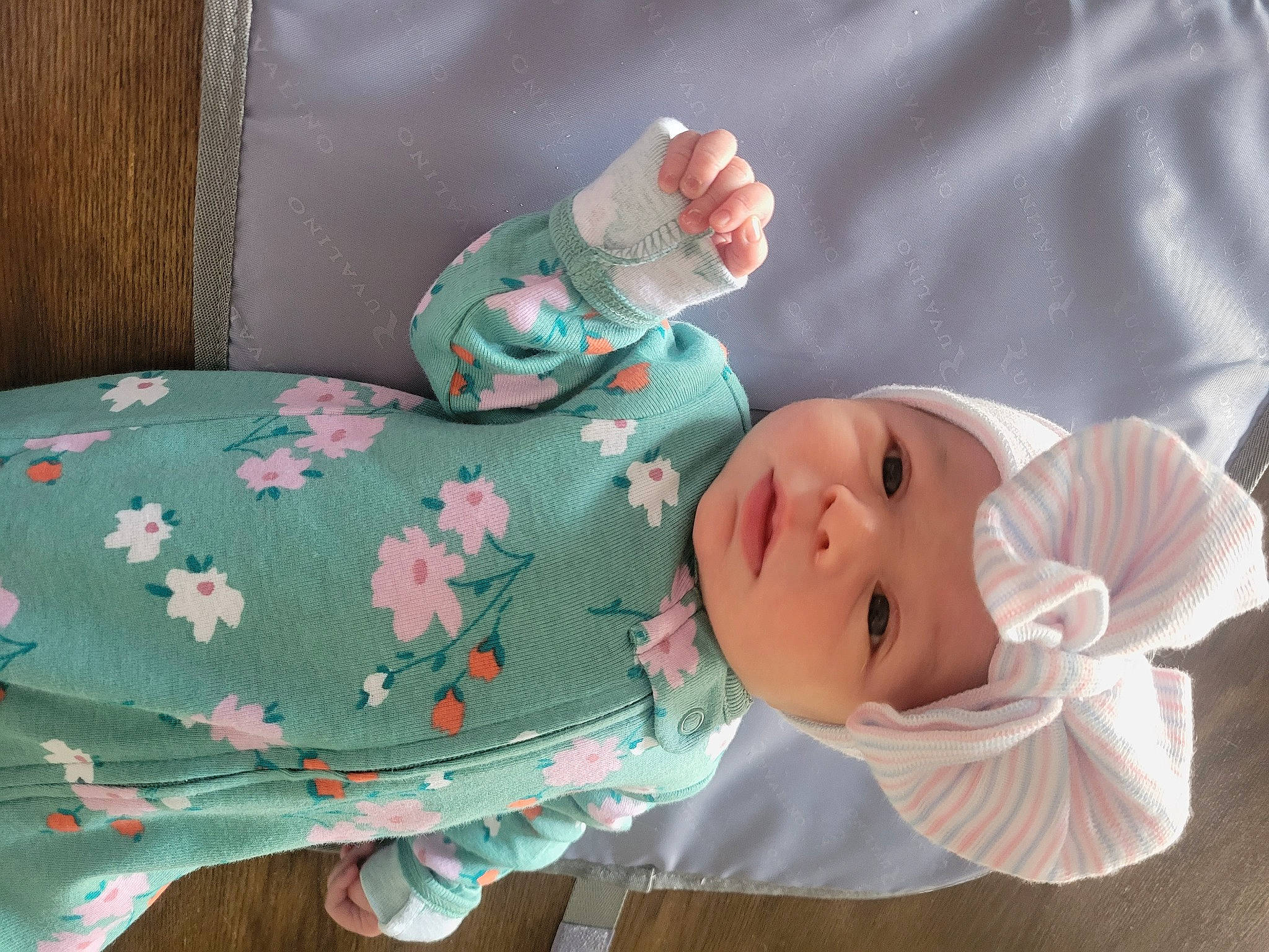 Cora joined the competition — help win amazing prizes! baby, baby_products, baby_sleeping, baby_toddler_clothing, bedding, child, comfort, hat, headwear, linens, pattern, peach, person, pink, room, skin, sleeve, textile, toddler