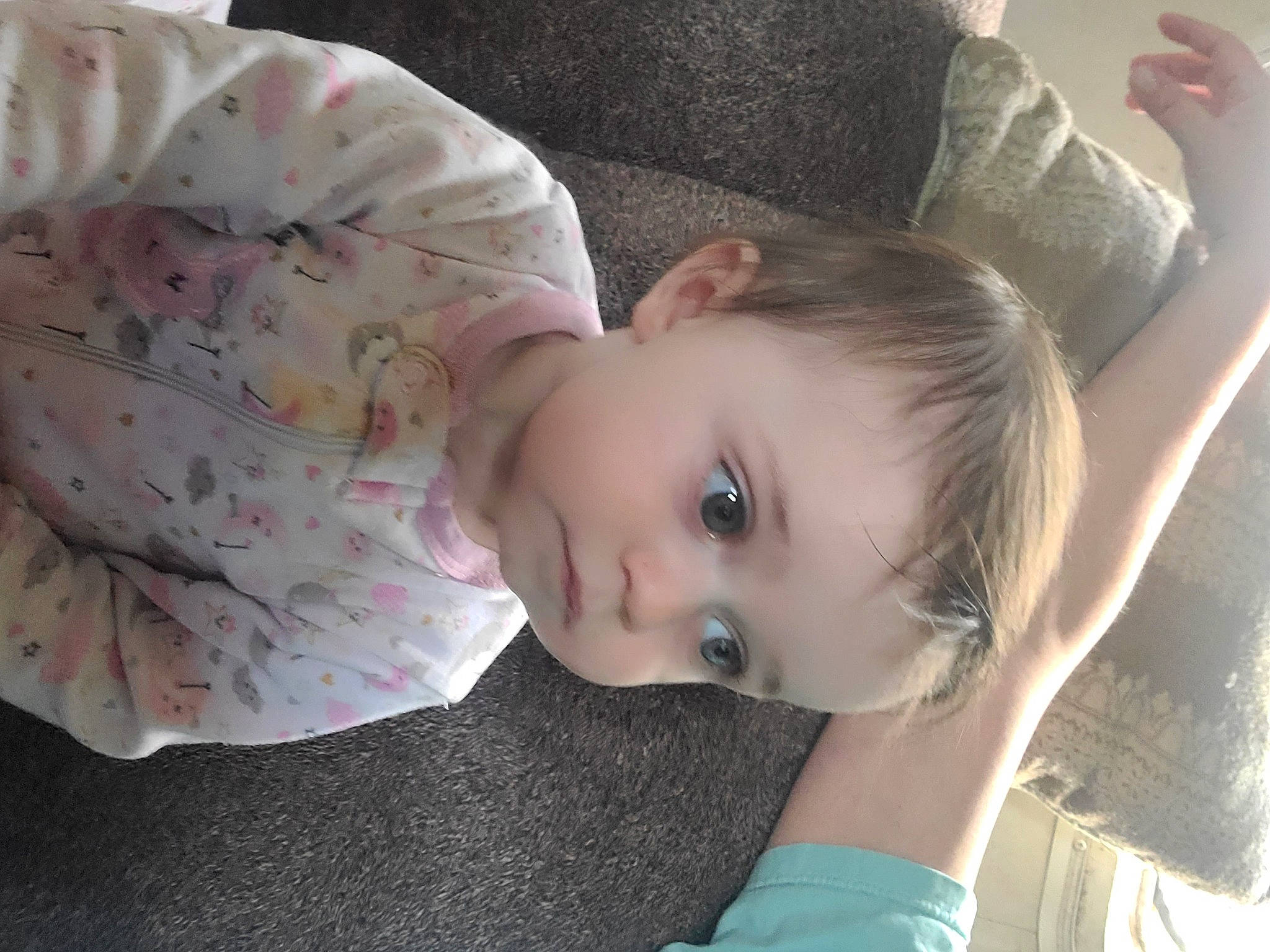 Ryleigh is registered to the contest to win money with this photo: baby, baby_toddler_clothing, blond, brown_hair, cheek, child, comfort, eye, eyelash, flash_photography, happy, linens, lip, pattern, person, plant, portrait_photography, skin, toddler, tree