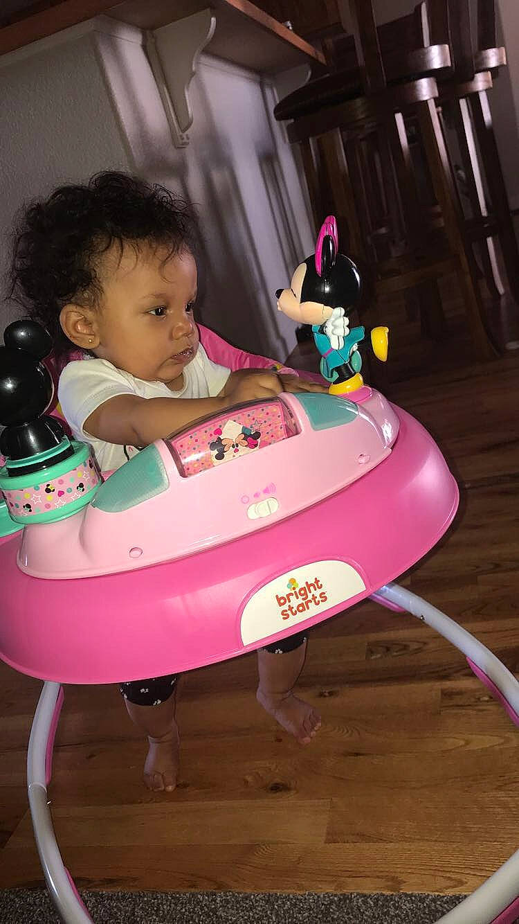 Margaret is registered to the contest to win money with this photo: baby, baby_products, child, fun, person, pink, play, playset, product, sitting, toddler, toy