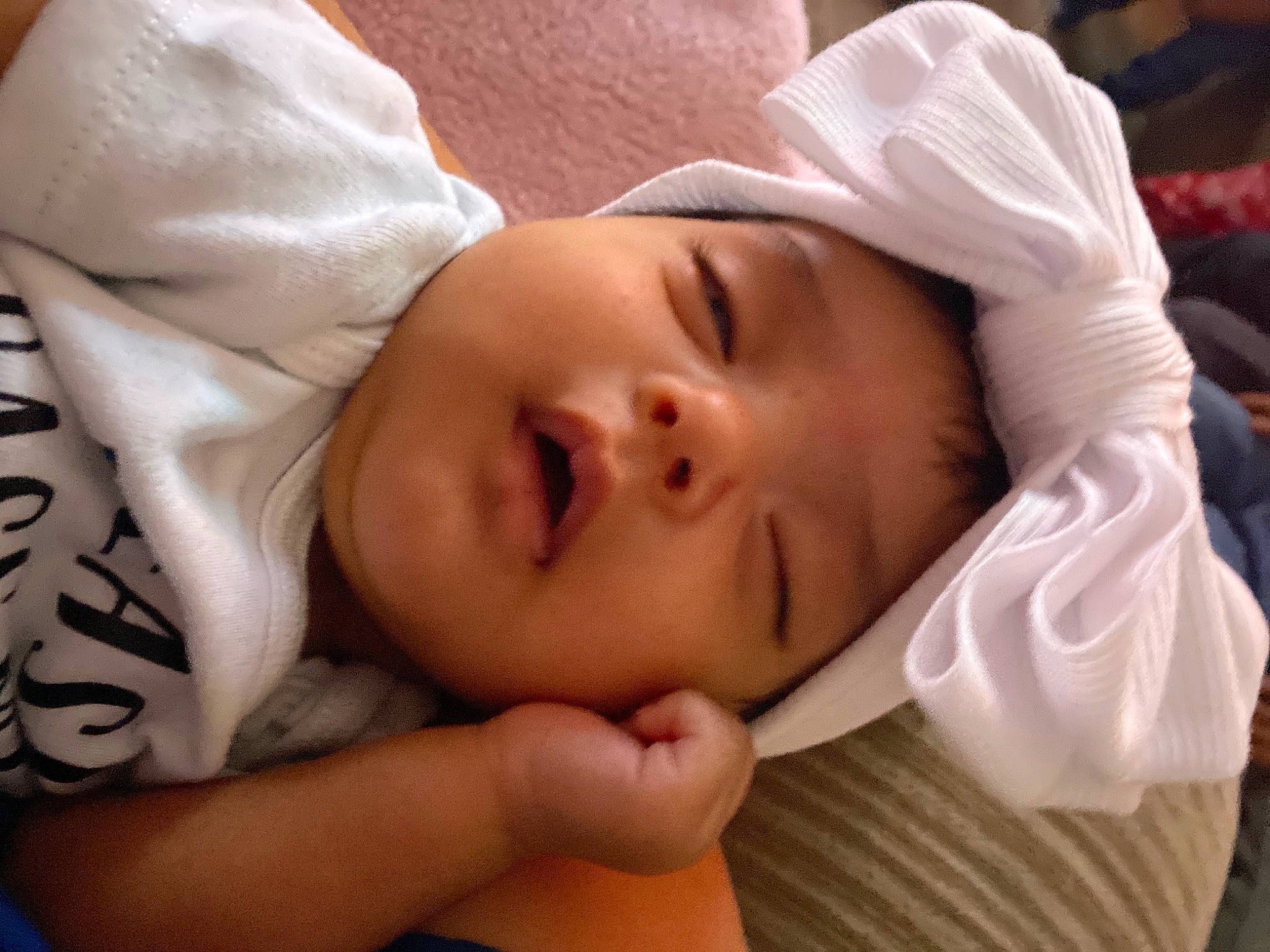 Brynley is registered to the contest to win money with this photo: baby, baby_toddler_clothing, bedtime, cheek, child, comfort, eye, eyebrow, eyelash, finger, gesture, happy, headwear, iris, lip, mouth, nose, person, portrait_photography, skin