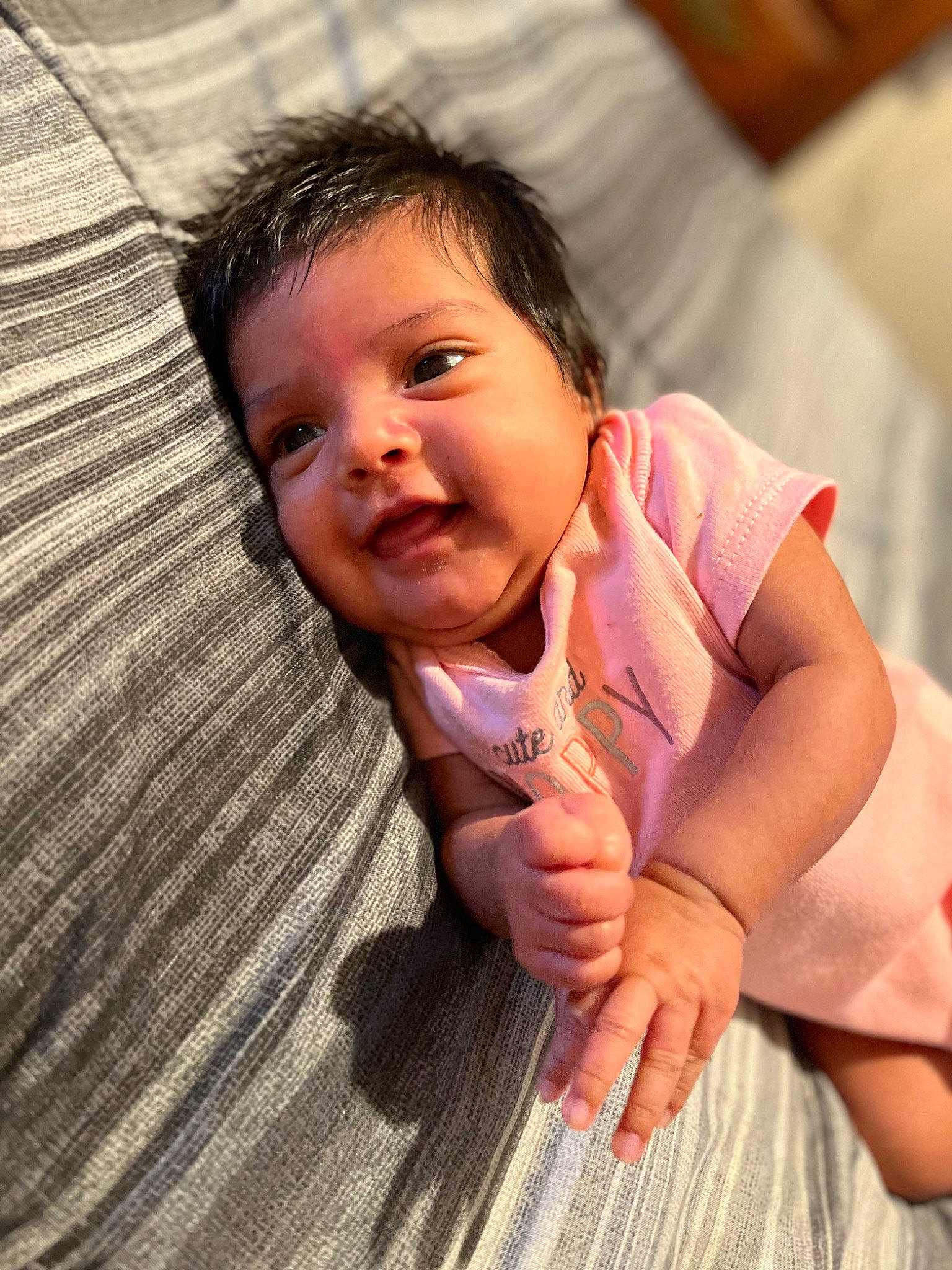 Brynley joined the competition — help win amazing prizes! baby, baby_toddler_clothing, cheek, chin, comfort, eye, eyebrow, eyelash, finger, gesture, hand, happy, human_body, iris, lip, mouth, neck, nose, person, skin