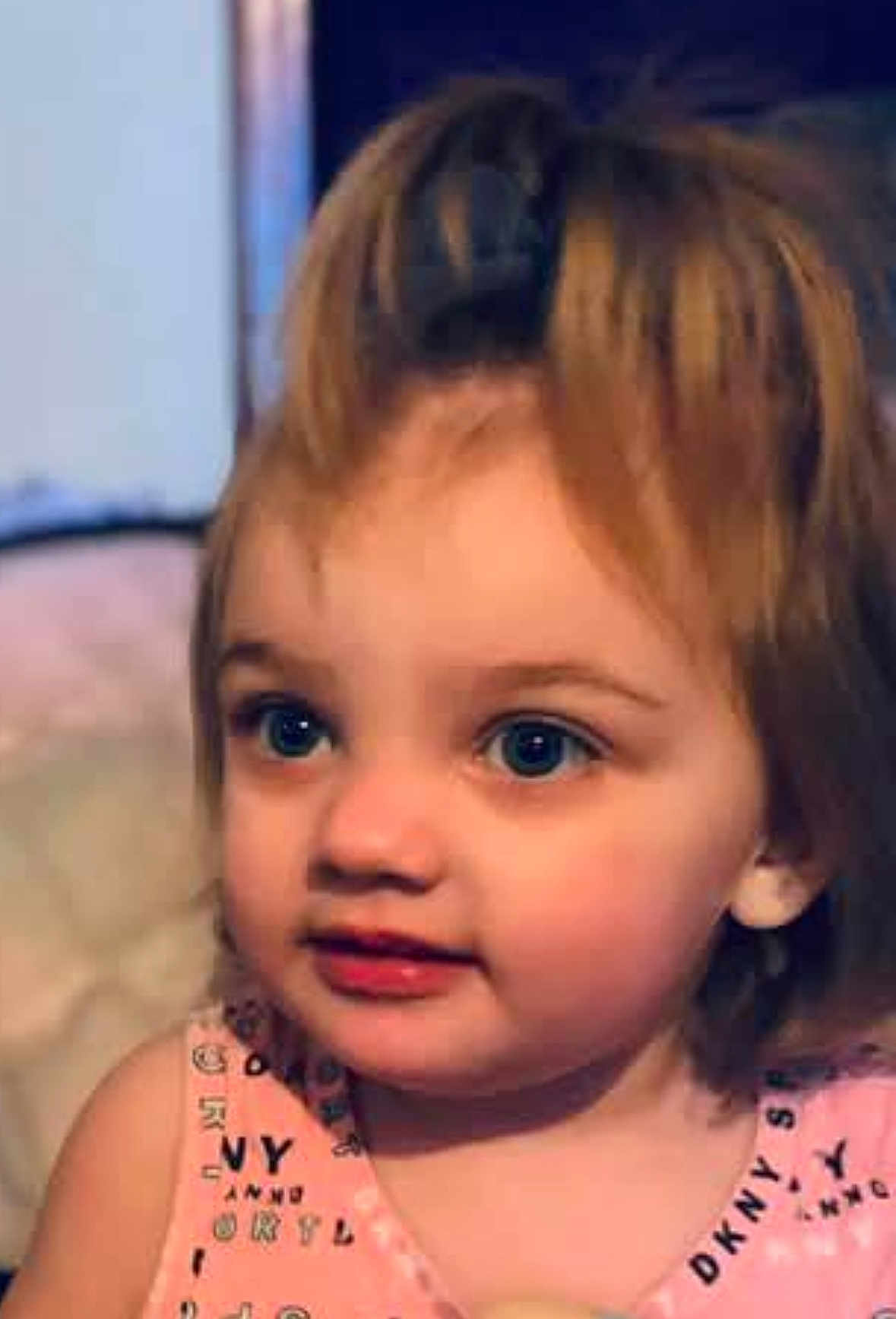 Jaidyn Malone is registered to the contest to win money with this photo: toddler, child, face, portrait, indoor, curly_hair, pink_clothing, young_child, cute, innocent, closeup, person, eyes, skin, expression, hair, baby, small_child, head, smile
