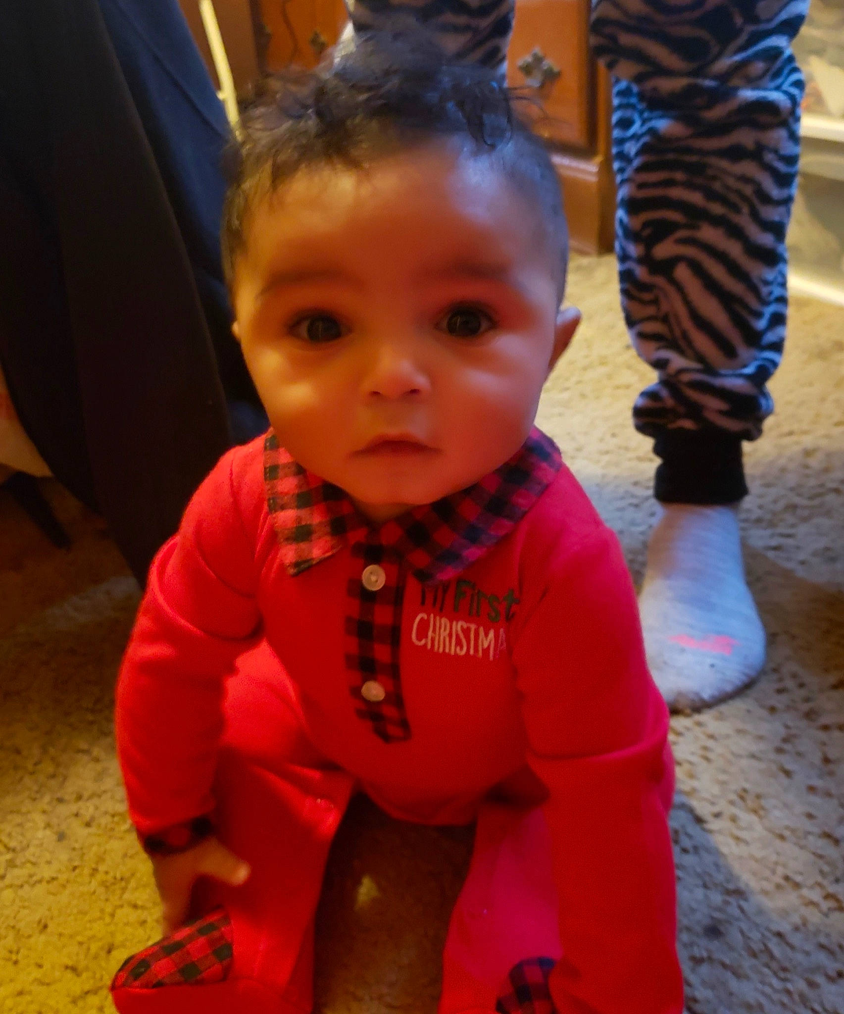 Mikah joined the competition — help win amazing prizes! baby, cheek, child, face, head, outerwear, person, play, skin, smile, standing, toddler