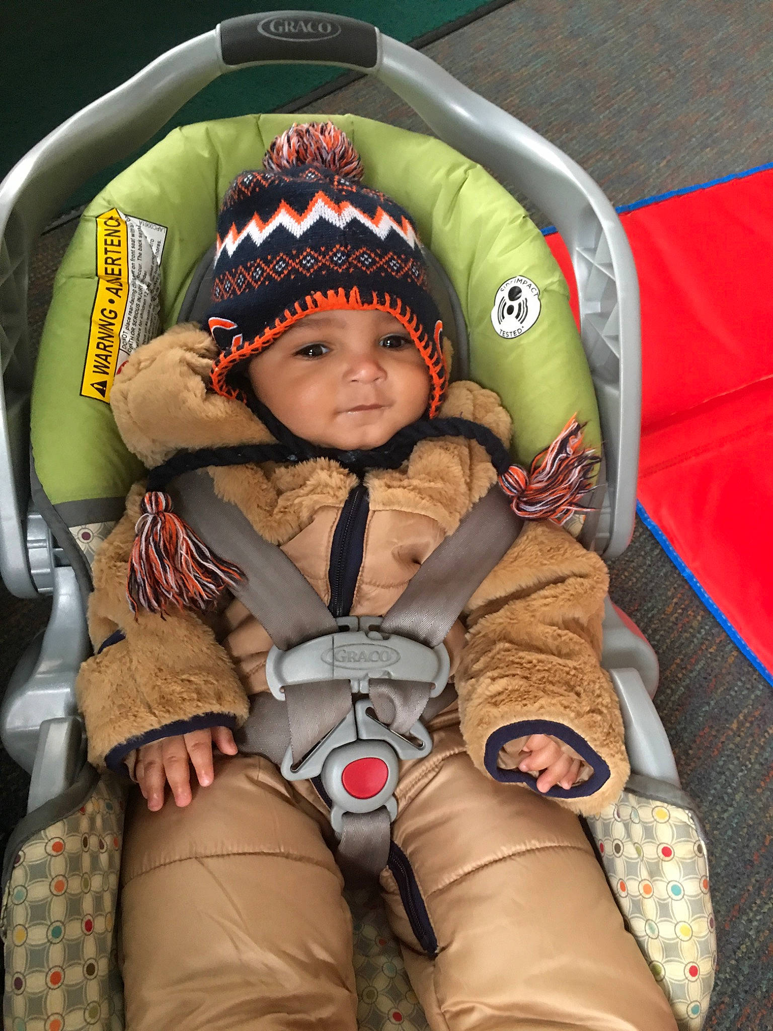 Mikah joined the competition — help win amazing prizes! baby_in_car_seat, car_seat, child, headwear, person
