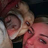 Hoss is registered to the contest to win money with this photo: dog, bulldog, person, face, portrait, cuddle, sleeping, smiling, close_up, indoor, pet, companion, nose, eyes, cheek, head, fur, skin, casual, selfie