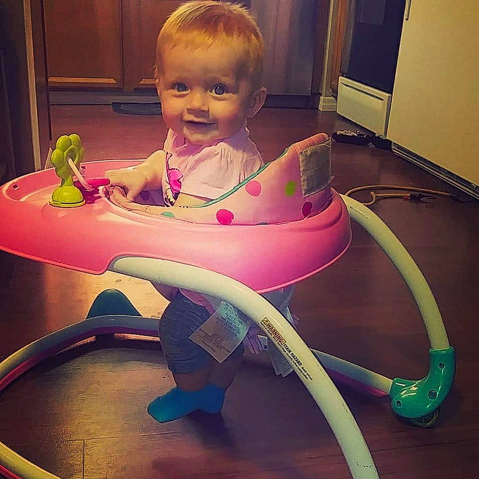 Baylee joined the competition — help win amazing prizes! arm, baby_products, chair, child, fun, furniture, girl, infant, person, play, product, sitting, square, toddler, toy