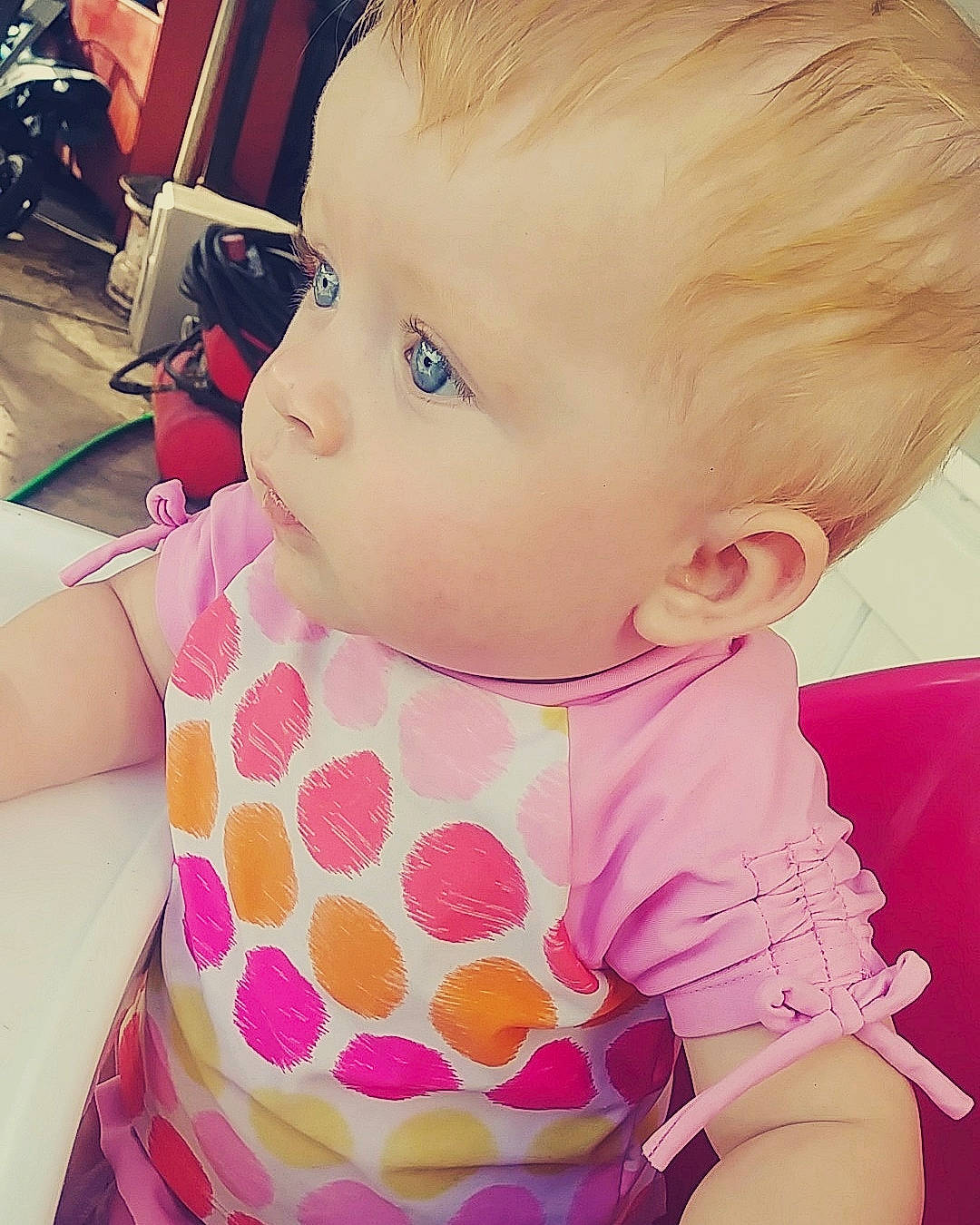 Baylee joined the competition — help win amazing prizes! blond, brown_hair, cheek, child, ear, eye, girl, happiness, human_hair_color, infant, iris, lip, mouth, nose, person, pink, product, skin, smile, sweetness