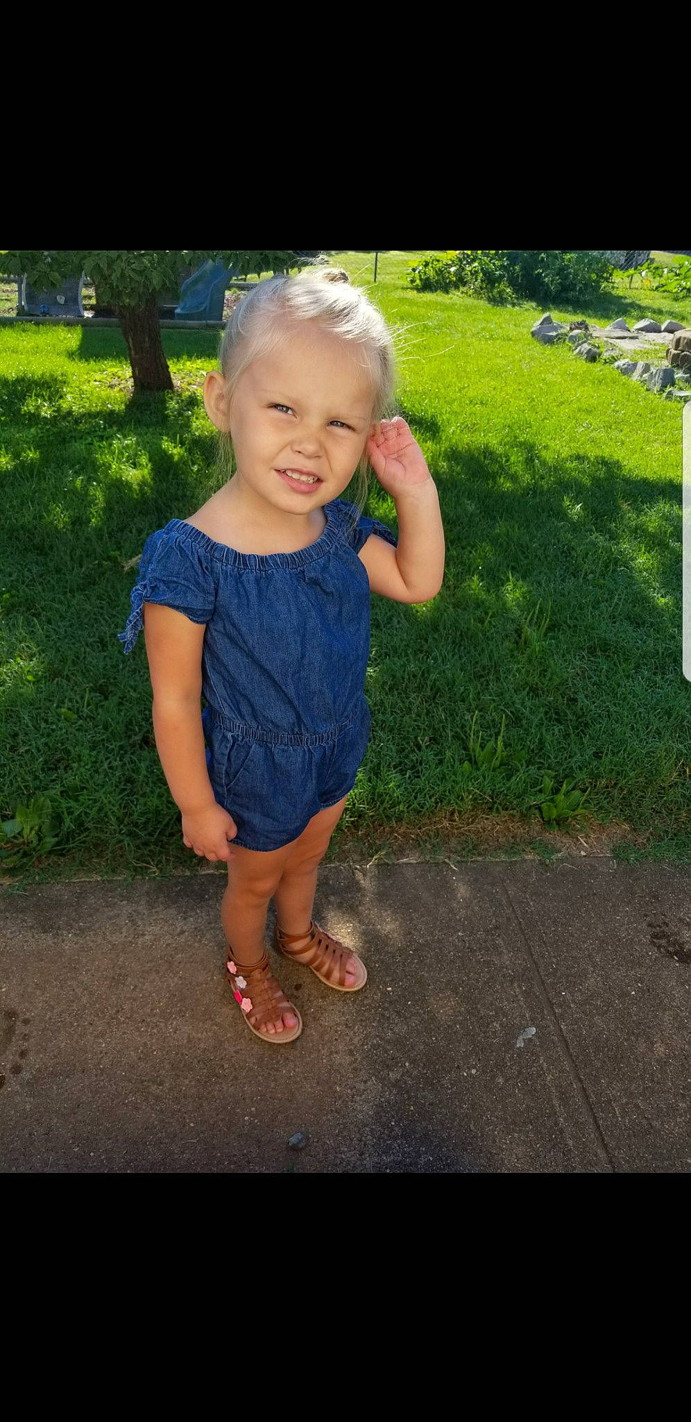 Evelyn Ann joined the competition — help win amazing prizes! arm, barefoot, child, facial_expression, grass, happy, head, joy, leg, person, photography, play, skin, smile, standing, summer, toddler