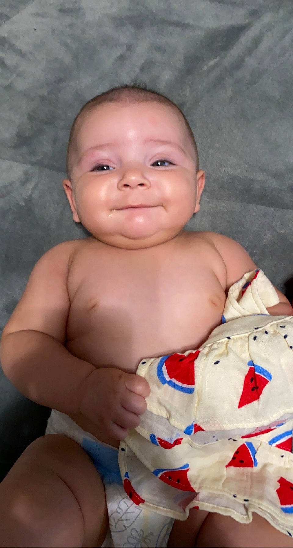 Mercy joined the competition — help win amazing prizes! baby, cheek, chin, eye, face, finger, flash_photography, gesture, happy, human_body, iris, lip, mouth, muscle, nose, person, skin, smile, stomach, toddler