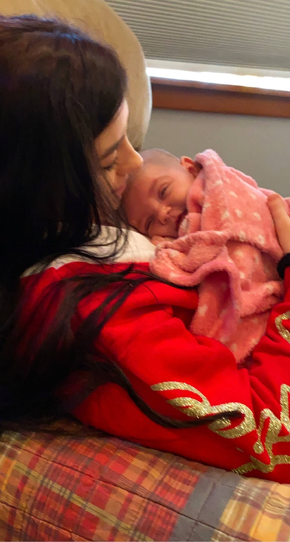 Mercy joined the competition — help win amazing prizes! baby, child, comfort, event, flesh, fun, fur, gesture, happy, hug, love, mouth, pattern, person, plaid, room, sitting, smile, tartan, textile