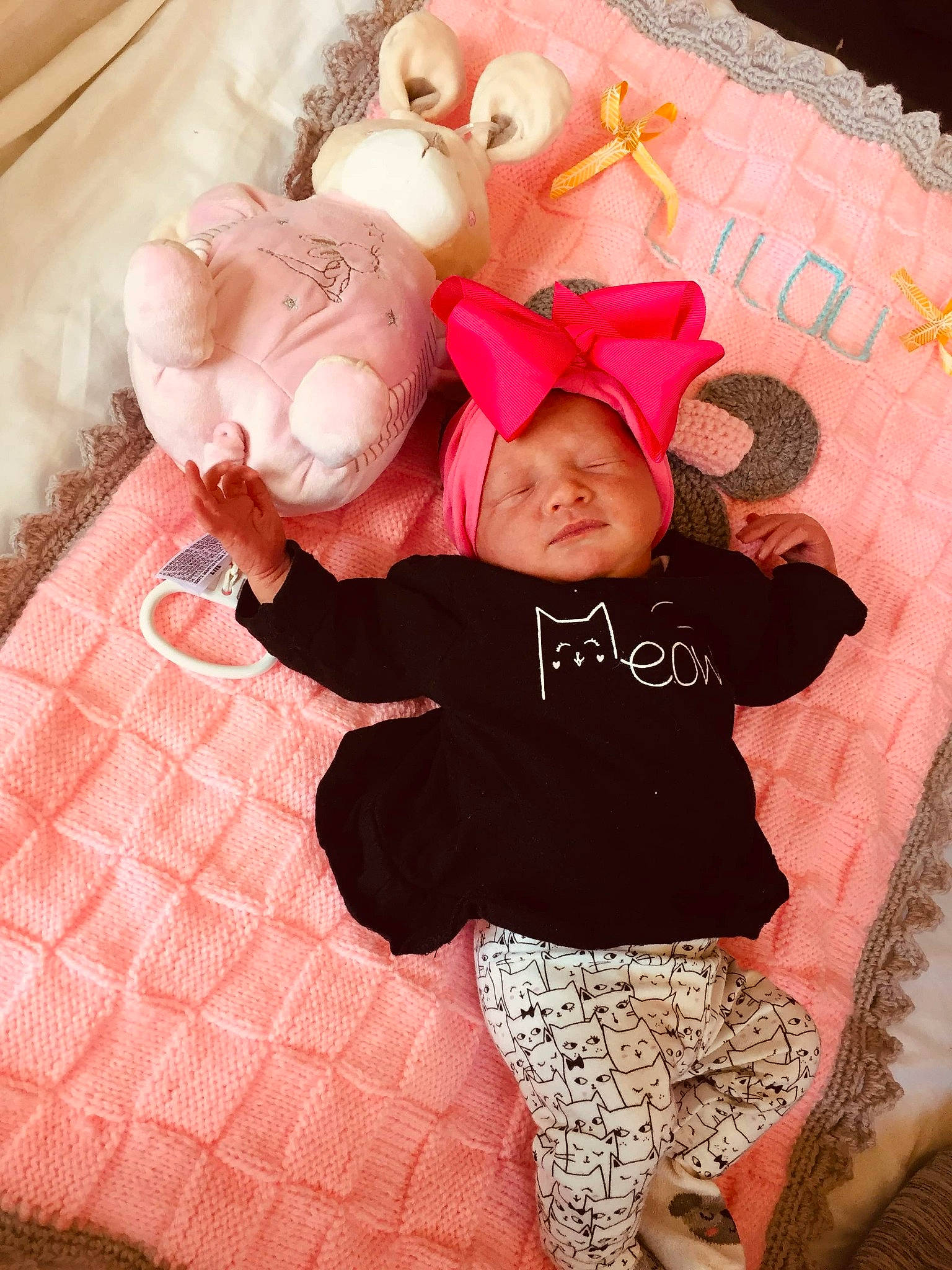 Lylou a rejoint le concours — aidez-le/la à gagner de superbes lots ! baby, baby_toddler_clothing, child, ear, happy, person, pink, skin, smile, stuffed_toy, textile, toddler