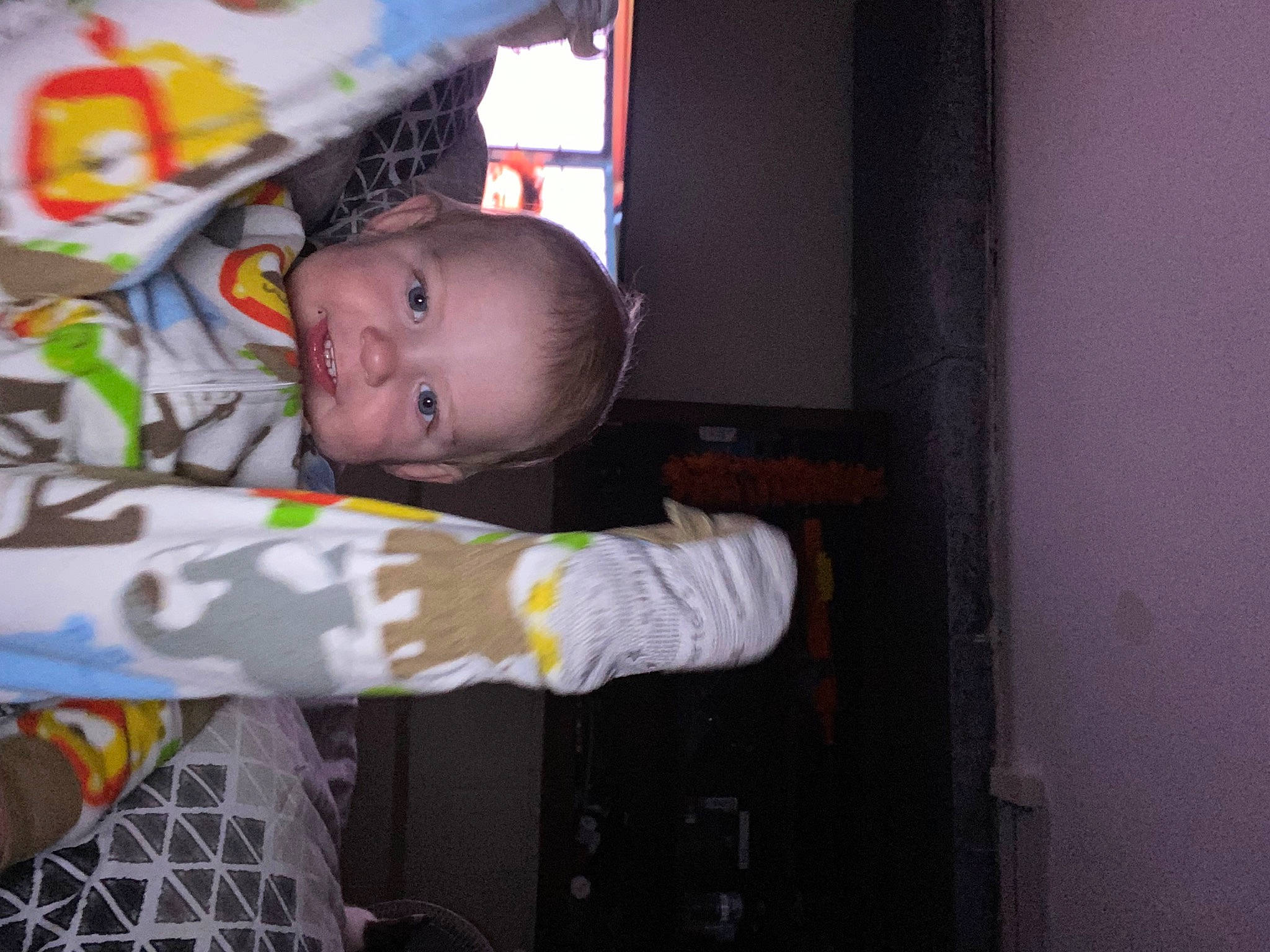 Koda is registered to the contest to win money with this photo: baby, baby_products, baby_toddler_clothing, baby_toys, child, fun, happy, person, room, smile, toddler