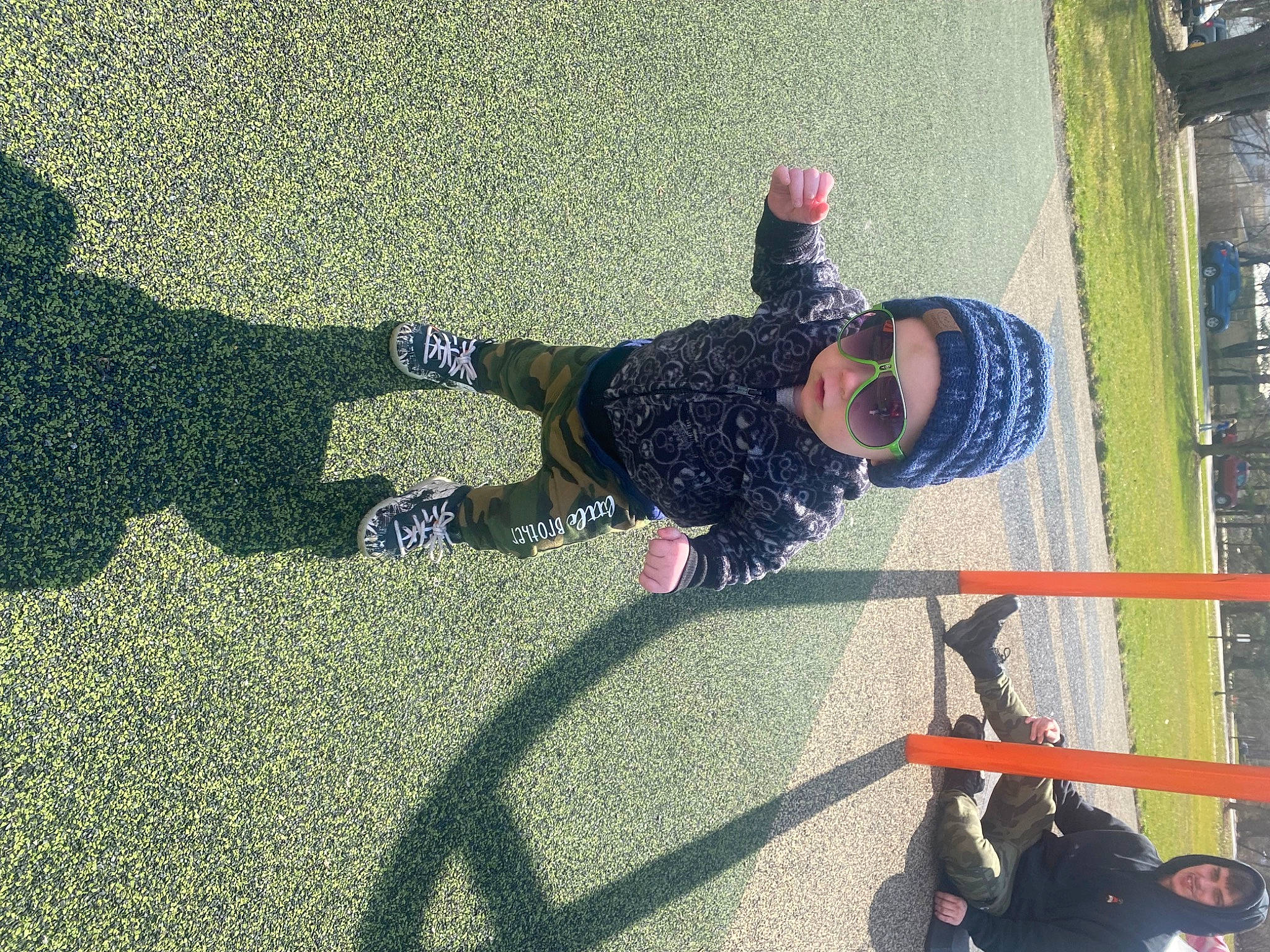 Koda joined the competition — help win amazing prizes! asphalt, child, city, cool, fun, grass, hula_hoop, joy, leisure, pedestrian, person, plant, play, recreation, road, road_surface, shadow, sidewalk, street_stunts, sunglasses