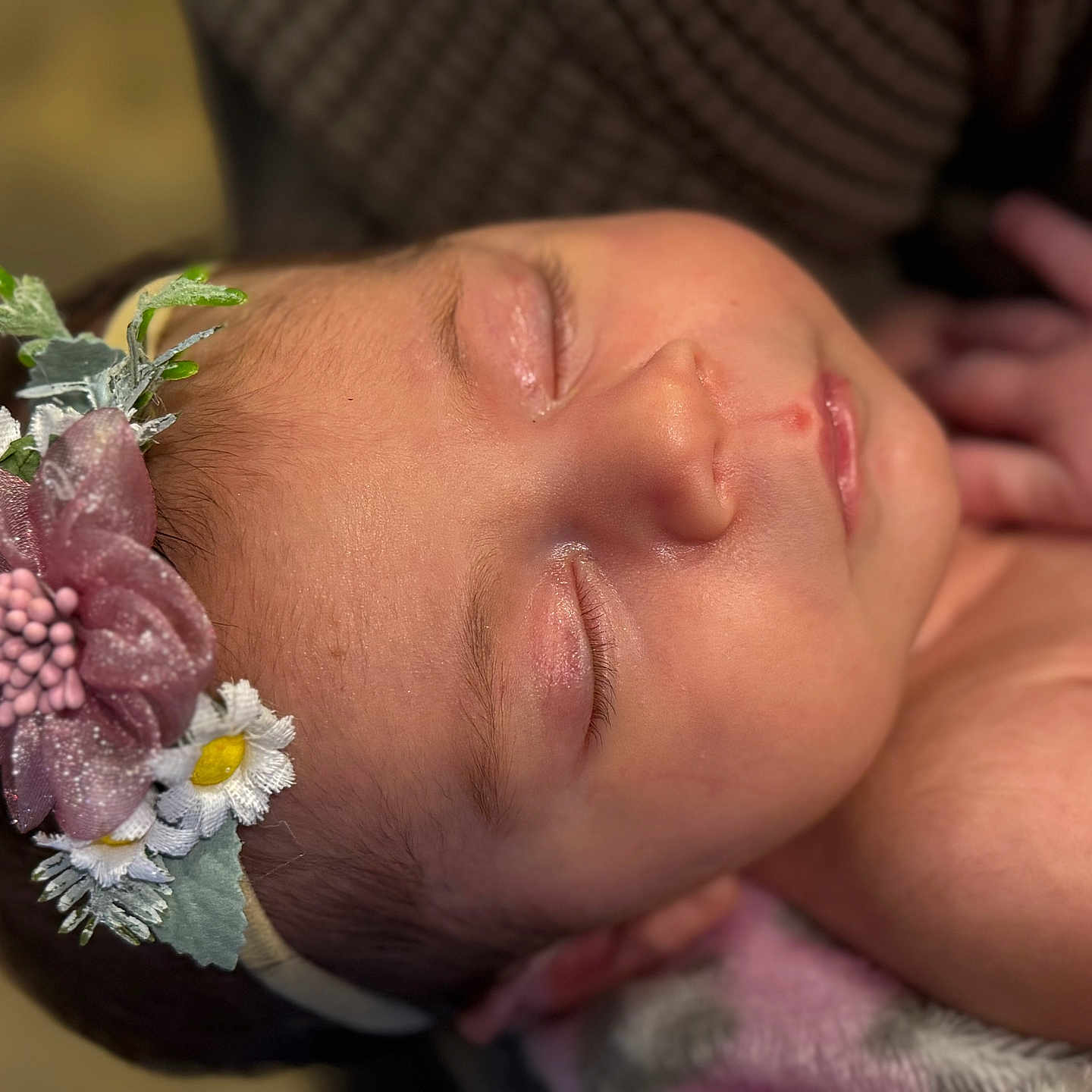 Aurorah joined the competition — help win amazing prizes! baby, baby_skin, closeup, cute, delicate, face, flower, flower_headband, hand, head, infant, newborn, peaceful, portrait, rest, skin, sleeping, soft_lighting, tender, young_child