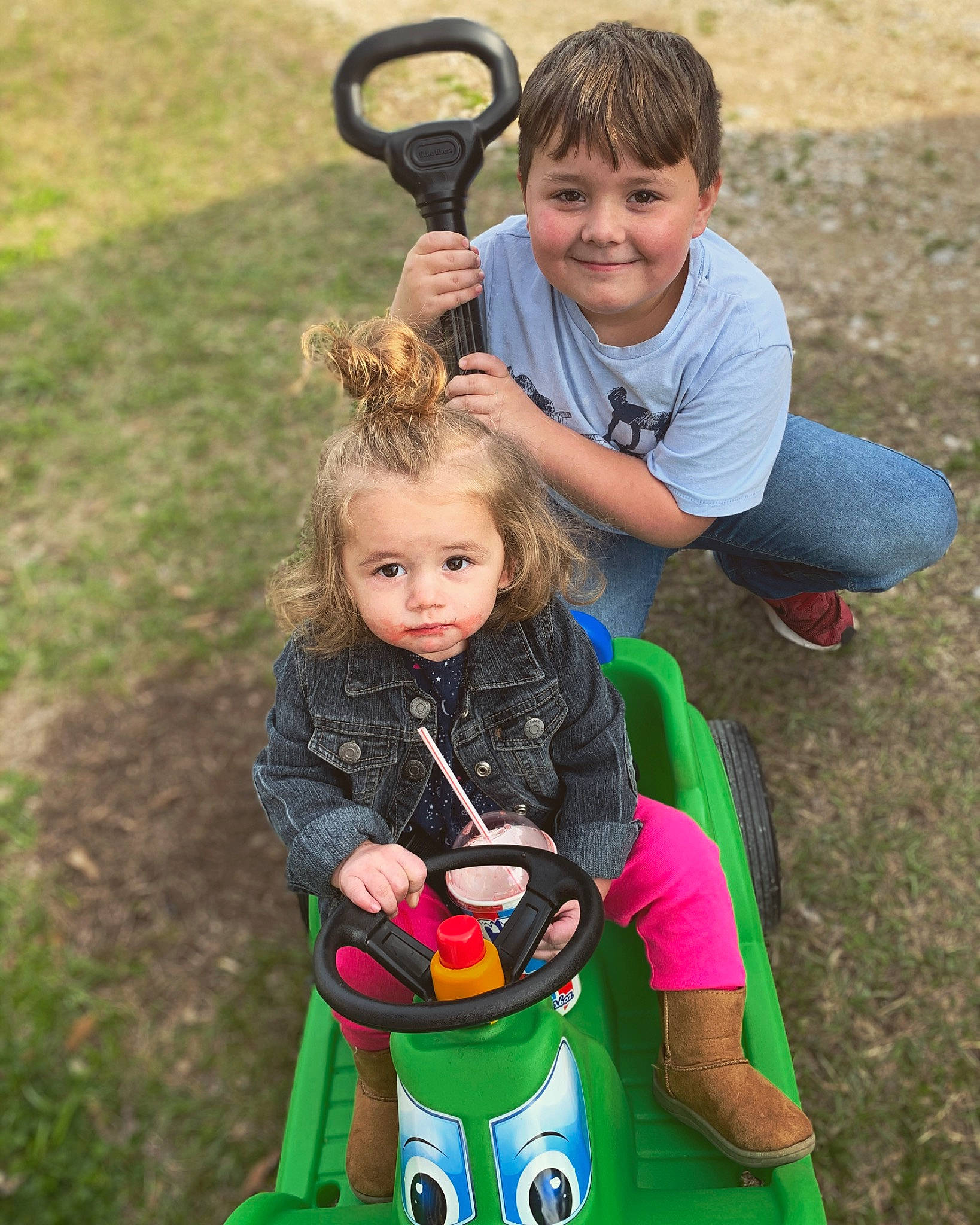 Brogan joined the competition — help win amazing prizes! child, family, fun, grass, green, happy, joy, lawn, leisure, person, play, playground, public_space, recreation, smile, style, summer, toddler, vacation, vehicle