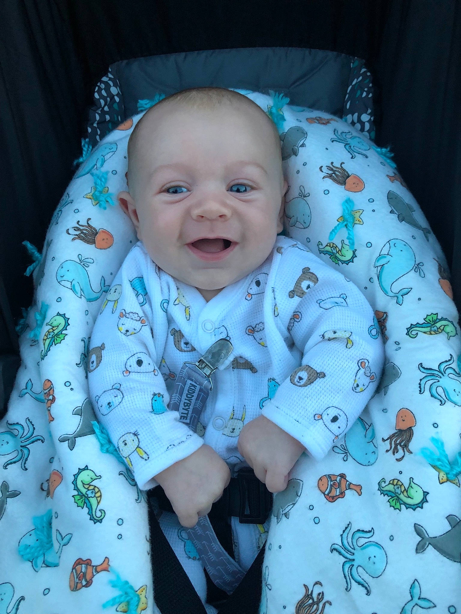Judson joined the competition — help win amazing prizes! baby, baby_products, baby_toddler_clothing, blanket, blue, cheek, child, face, head, iris, person, product, skin, smile, textile, toddler, turquoise